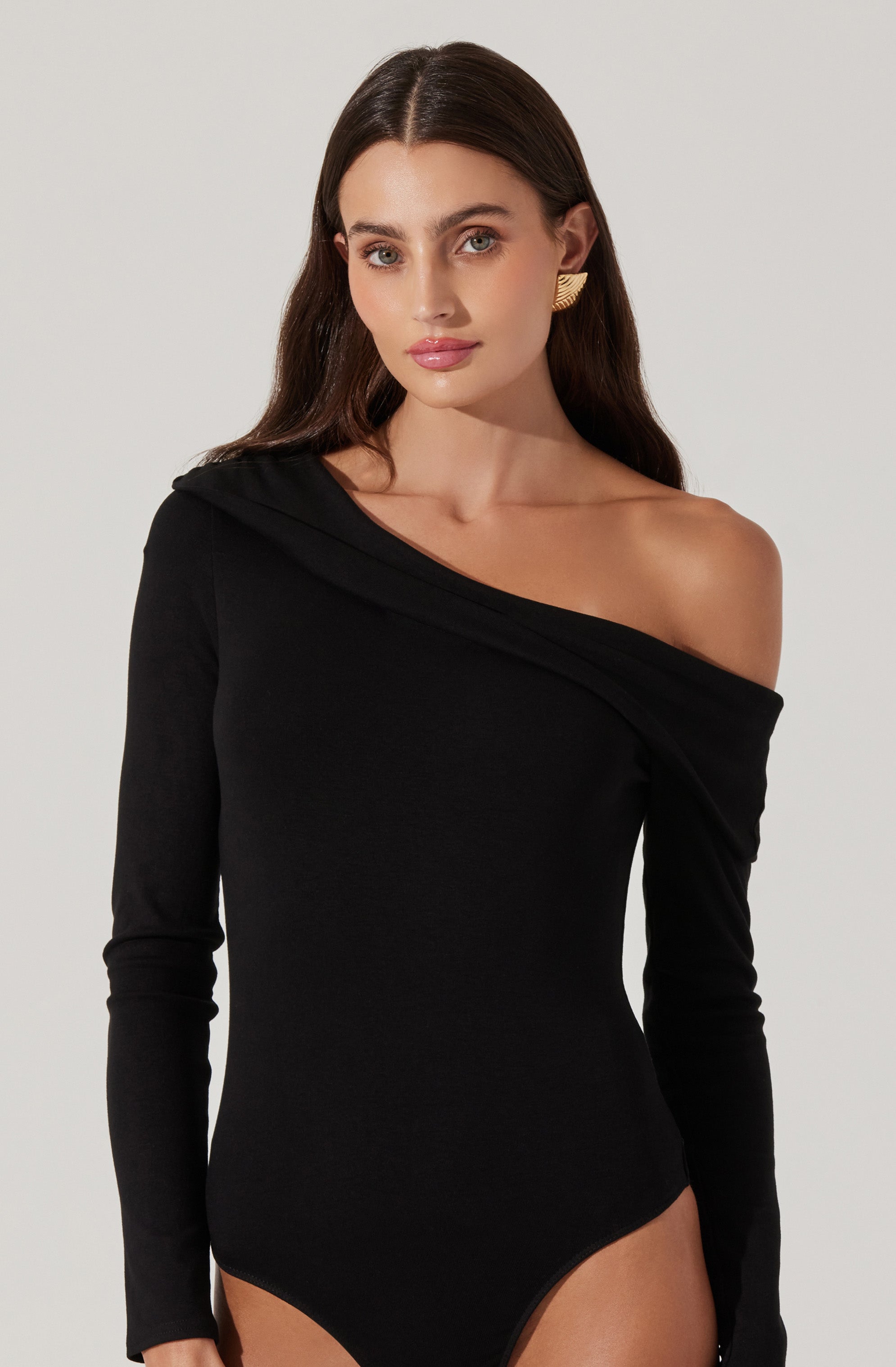 Lenore Off Shoulder Bodysuit for Women - Sexy Stretchy Long Sleeve Bodycon Jumpsuit - Perfect for Date Night, Club Outfits & Casual Wear