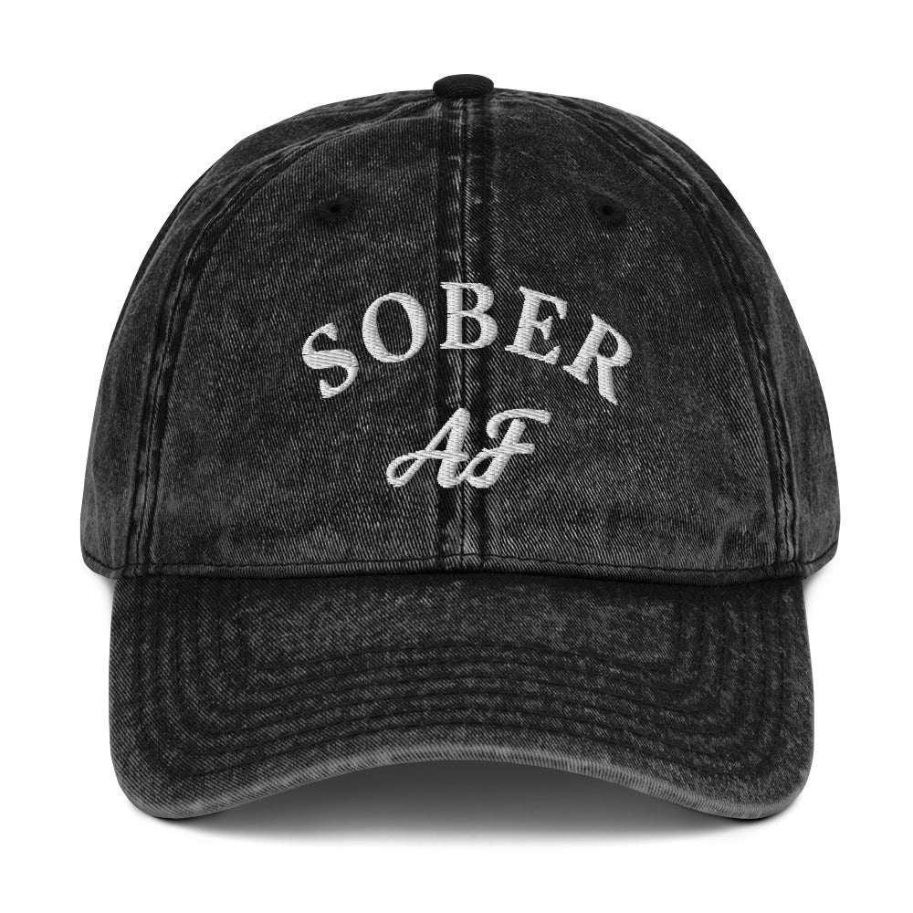 Sober AF Embroidered Vintage Cotton Twill Cap - Retro Baseball Hat for Men & Women - Perfect for Casual Wear, Street Style, and Outdoor Activities