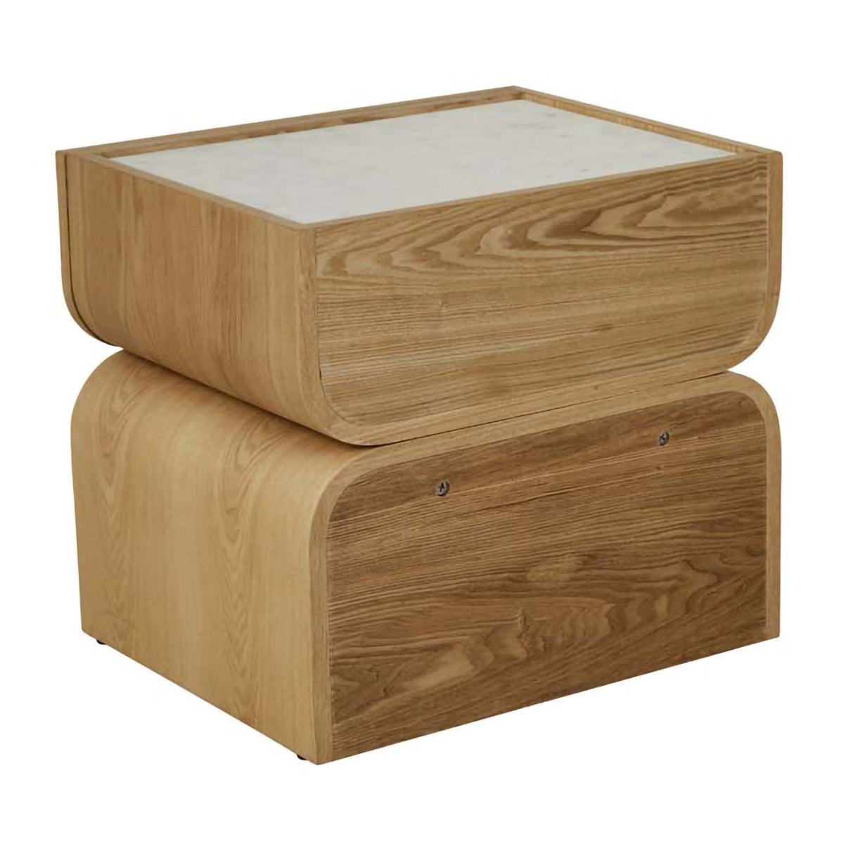 Artie Arc Marble Bedside Table - Modern Nightstand with Marble Top & Wooden Legs for Bedroom, Living Room, or Office - Perfect for Storing Books, Lamps & Bedroom Essentials