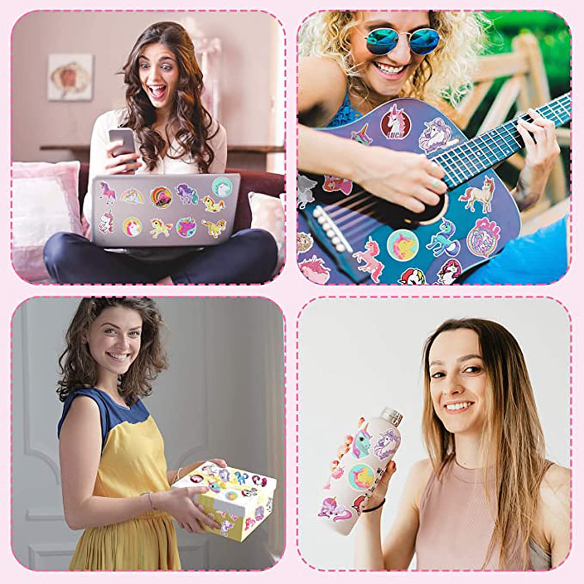 Fantasyon 20 Sheets 3D Puffy Unicorn Stickers for Kids - DIY Cartoon Unicorn Theme Stickers for Scrapbooking, Journals, Party Favors, Reward Prizes & Classroom Activities