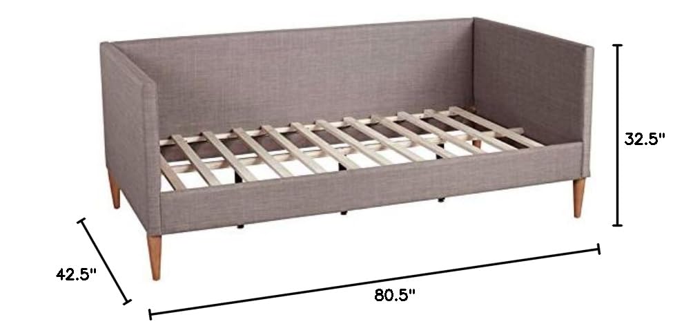 Alpine Furniture Britney Dark Gray Wooden Day Bed - Twin Size (1296T) for Guest Room, Patio, or Small Space Decor