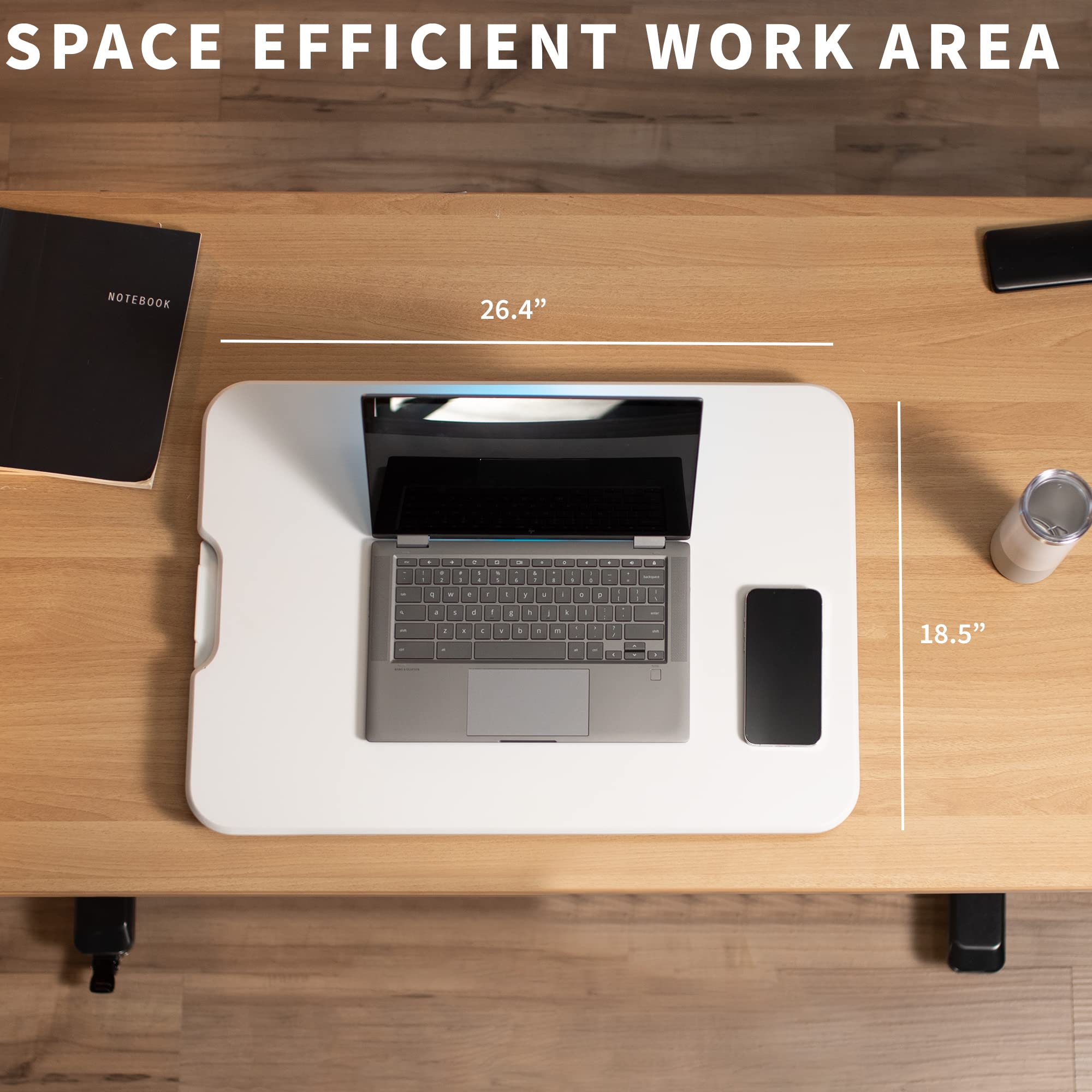 VIVO Ultra-Slim Single Monitor Stand Up Desk Riser - Height Adjustable Sit to Stand Workstation for Laptop & Computer - Compact Ergonomic Home Office Desk Converter - White (DESK-V001JW) - Perfect for Remote Work, Gaming & Study Setup