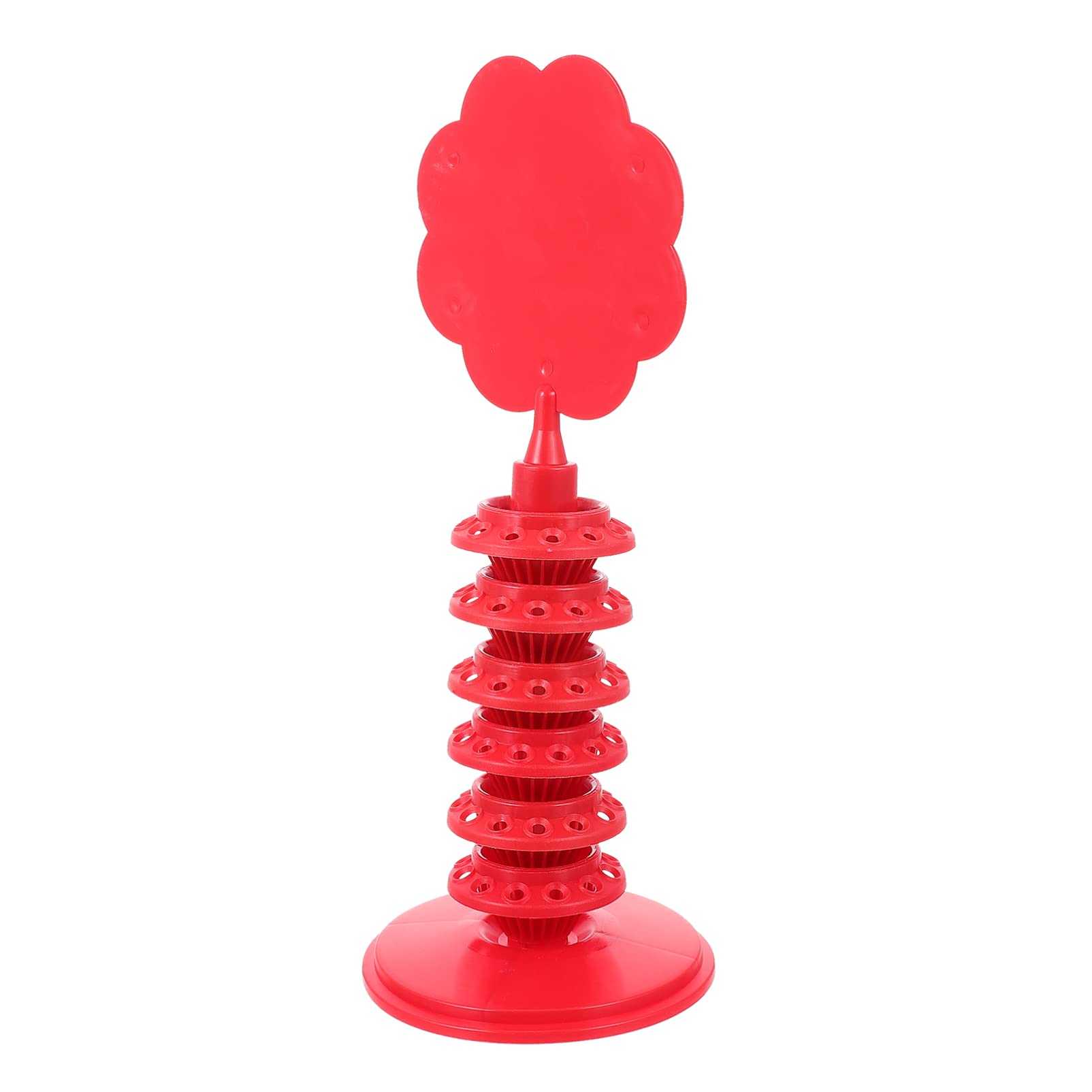 Adjustable 12-Hole Cake Stand with Lollipop Holder - Height Adjustable Dessert Display for Weddings, Baby Showers & Birthday Parties - Perfect for Cupcakes, Donuts & Candy Buffets (Red)
