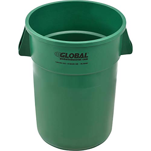 44 Gallon Heavy-Duty Green Garbage Can - Commercial & Industrial Use - Outdoor Trash Bin for Warehouses, Offices & Home Use