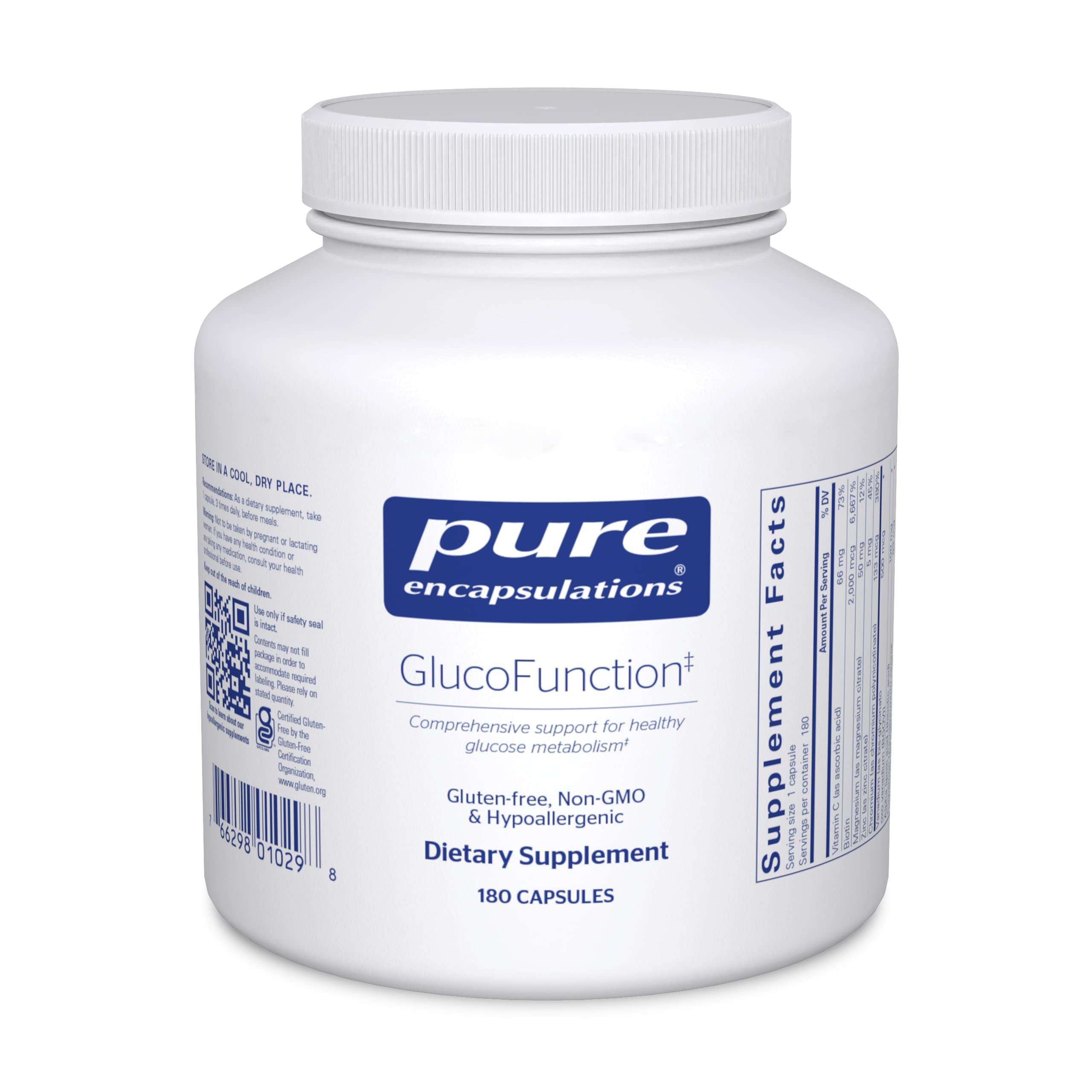 Pure Encapsulations GlucoFunction Supplement - 180 Capsules for Healthy Blood Sugar & Carb Metabolism Support | Daily Glucose Management for Diabetics & Wellness Seekers