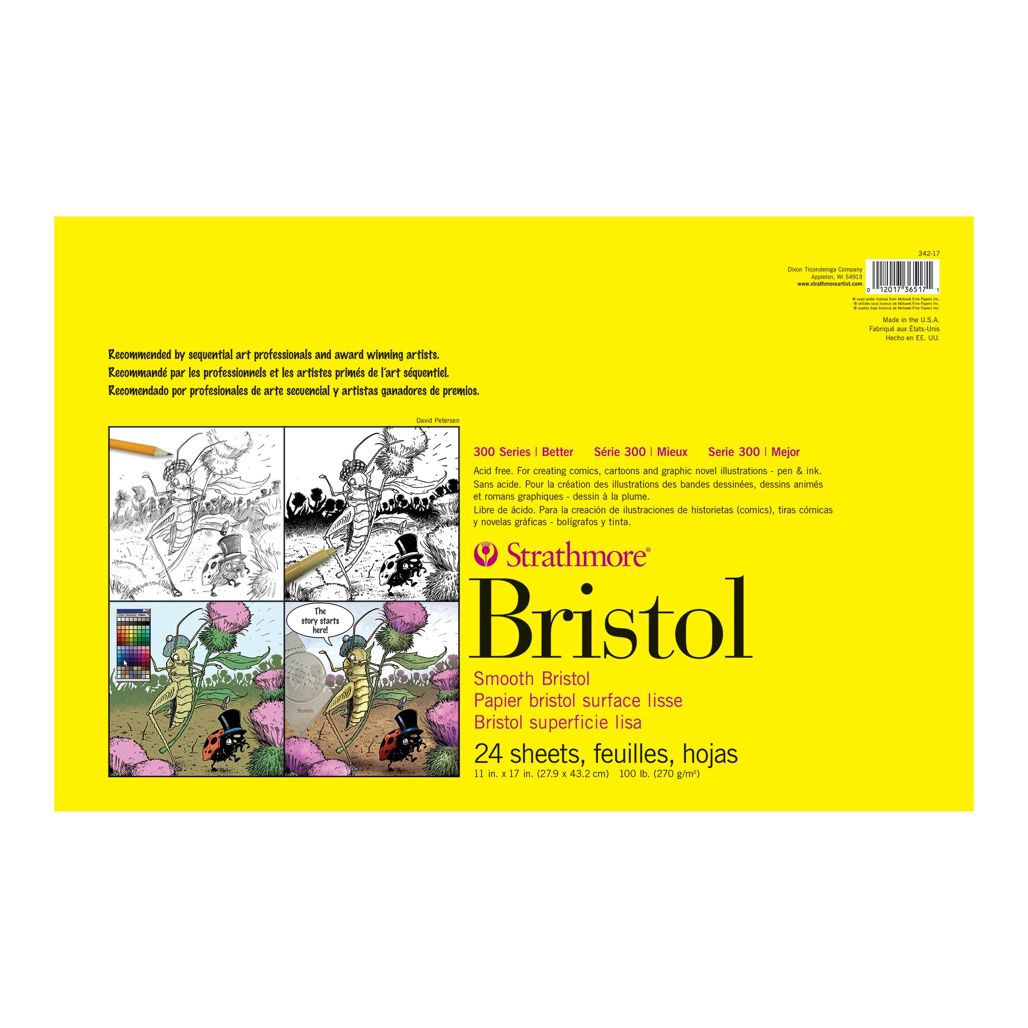 300 Series Bristol Paper Pad - 11 x 17 Inches, Smooth Surface for Drawing, Sketching & Calligraphy | Perfect for Artists, Designers & Students