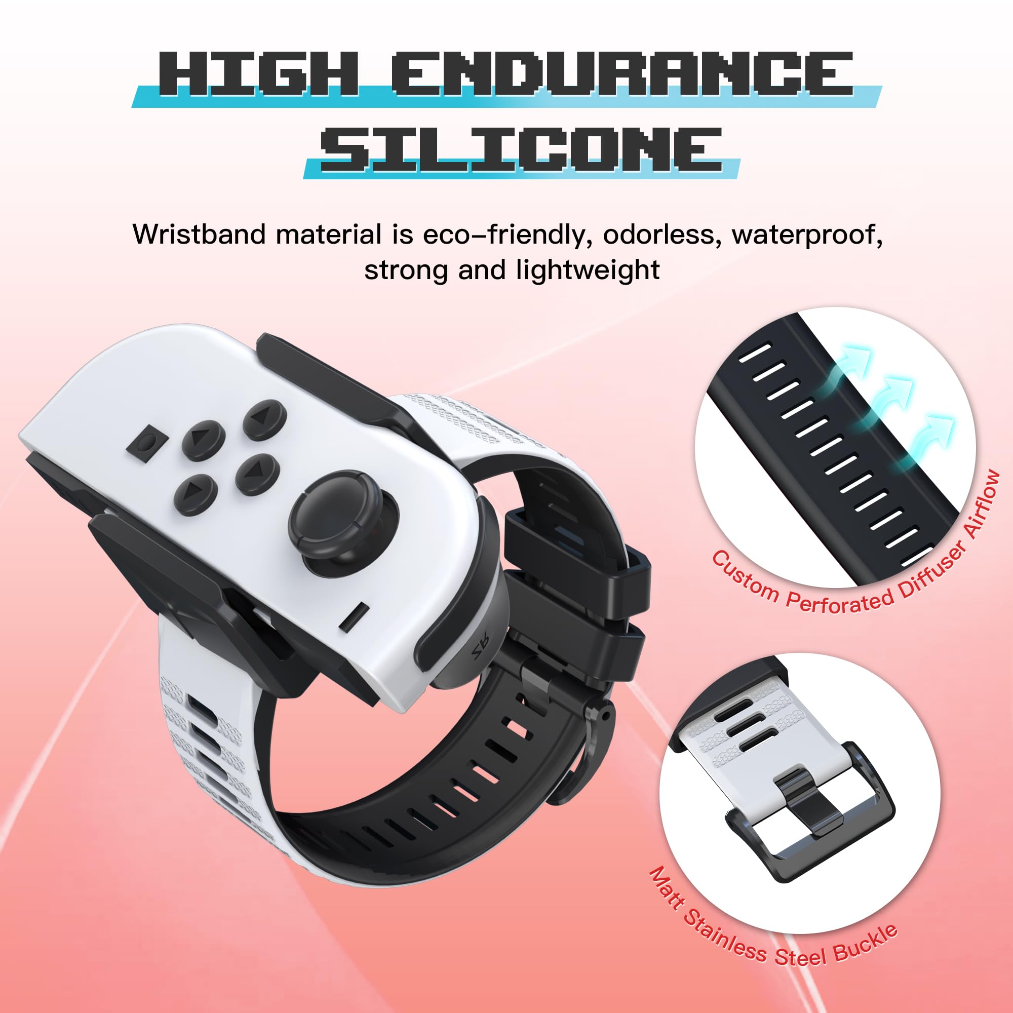 Narati Adjustable Silicone Wrist Straps for Nintendo Switch Joy Cons & OLED Model - 2 Pack Wristbands for Just Dance 2025, 2024, 2023, 2022, 2021 - Perfect for Family Dance Parties & Gaming Workouts