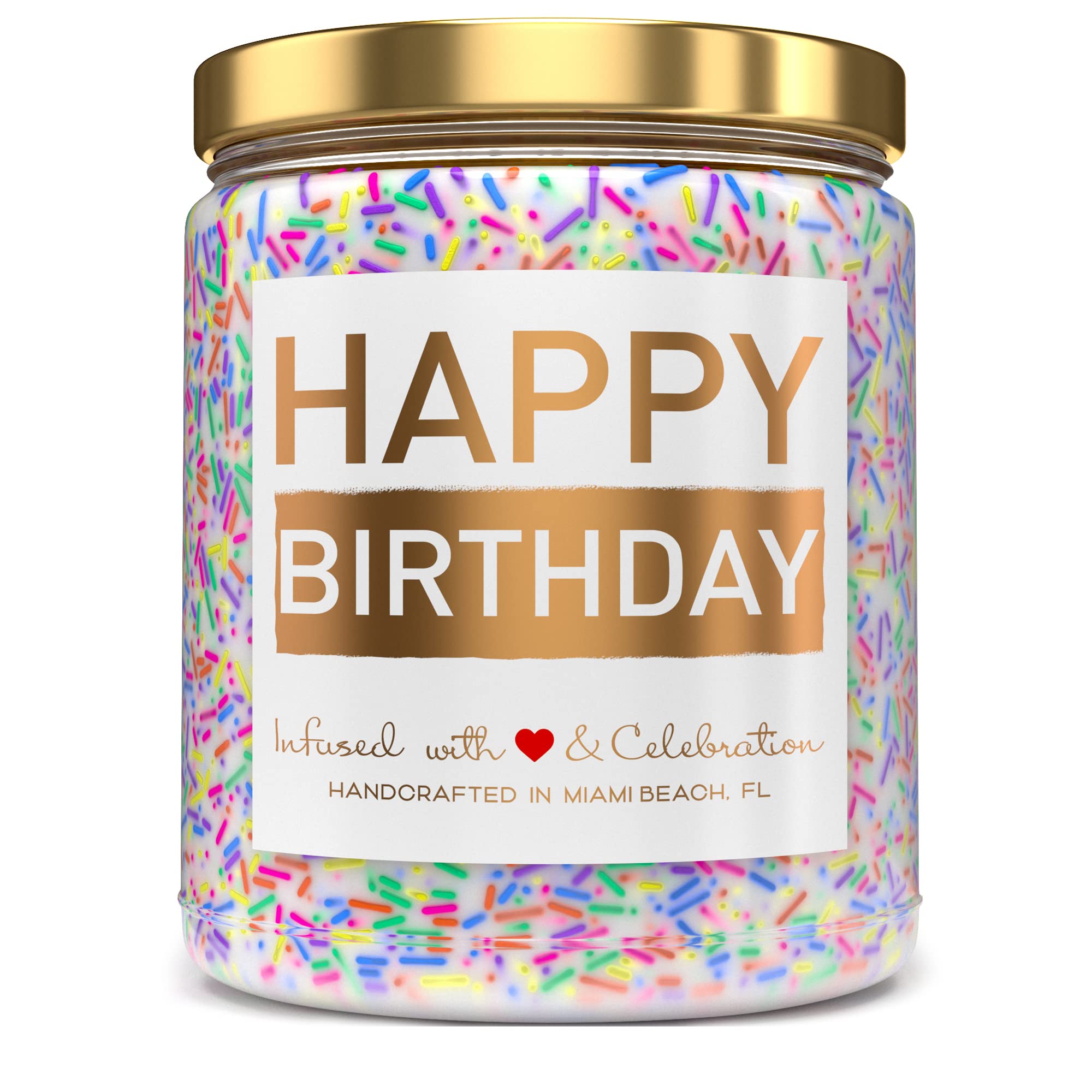Vanilla Birthday Cake Scented Candle with Sprinkles - 9 oz Made in USA, Unique Birthday Gift for Women, Men, Best Friend - Perfect for Celebrations, Relaxation, and Home Decor