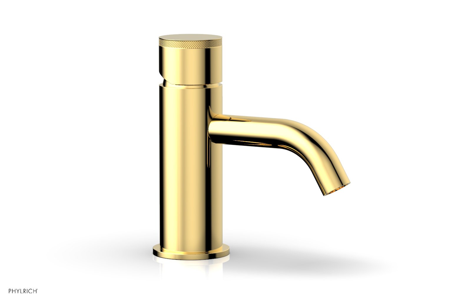 BASIC II Single Hole Bathroom Faucet with Knurled Handle - Modern Waterfall Spout for Sink Vanity, Perfect for Home & Commercial Use (Model 230 06)