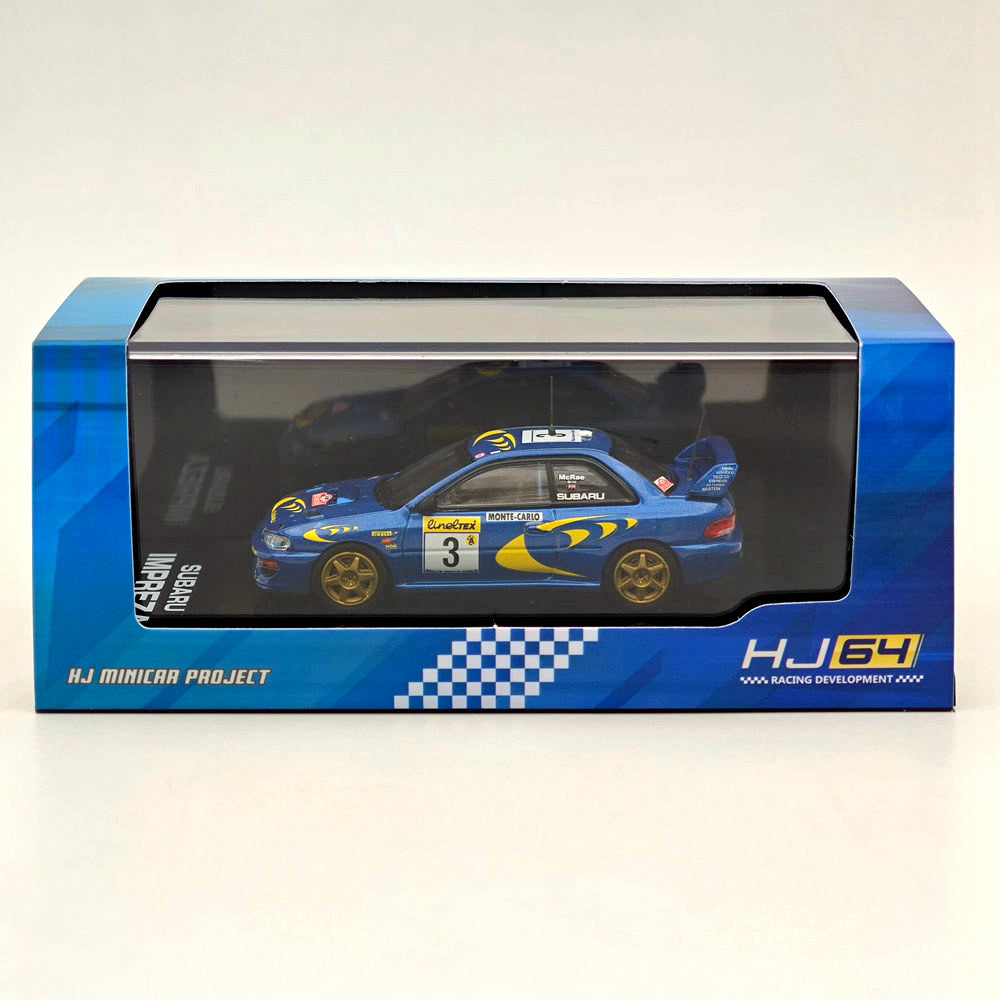 1/64 Scale Subaru Impreza WRC 1997 #3 Monte Carlo Blue Diecast Model Car - Collectible Hobby Japan Miniature for Racing Enthusiasts & Display Showcase