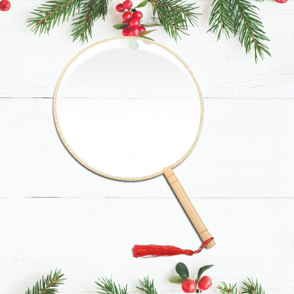 Royal Vintage Handheld Silk Round Fan - Chinese Court Style White Fan for Painting, DIY Art & Calligraphy | Perfect for Home Decor, Gift, and Traditional Chinese Culture Enthusiasts