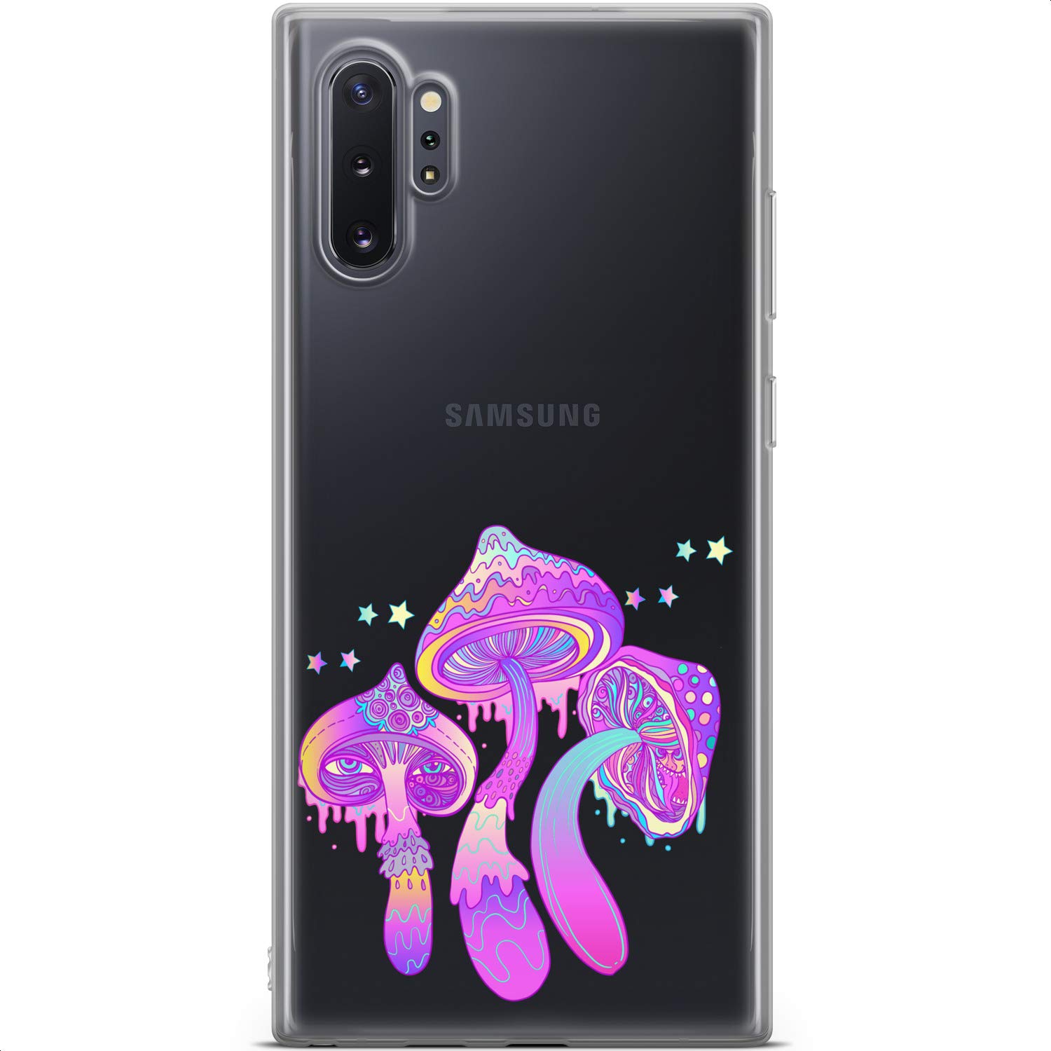 Trippy Mushroom Design Silicone Phone Case for Samsung Galaxy S24/S23 Ultra/S22 5G Plus/S21 FE/S20/S10 - Lightweight Flexible TPU Protective Cover with Psychedelic Art - Perfect for Women & Girls, Everyday Protection & Stylish Look