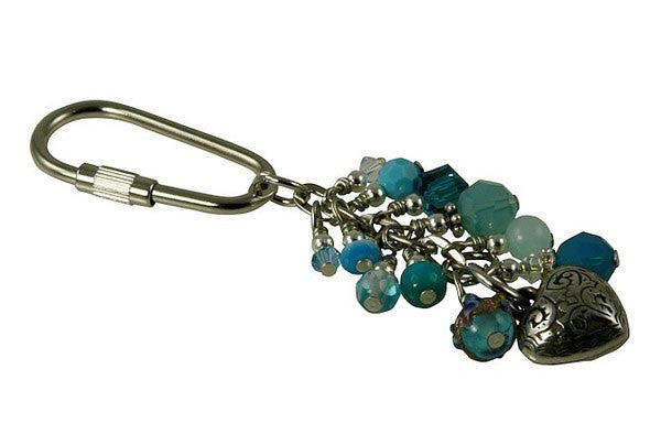 Blue Crystal Heart Beaded Keychain - Elegant Handmade Jewelry Accessory for Women, Perfect for Gifts, Purse Charms & Home Decor