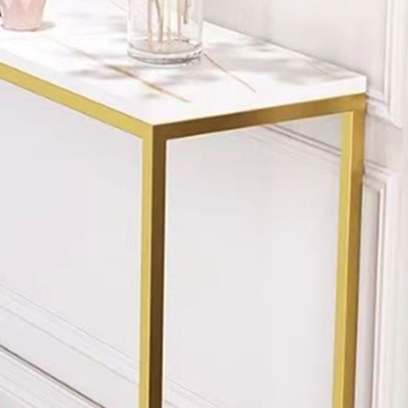 Modern White Gold Marble Console Table - 31.5