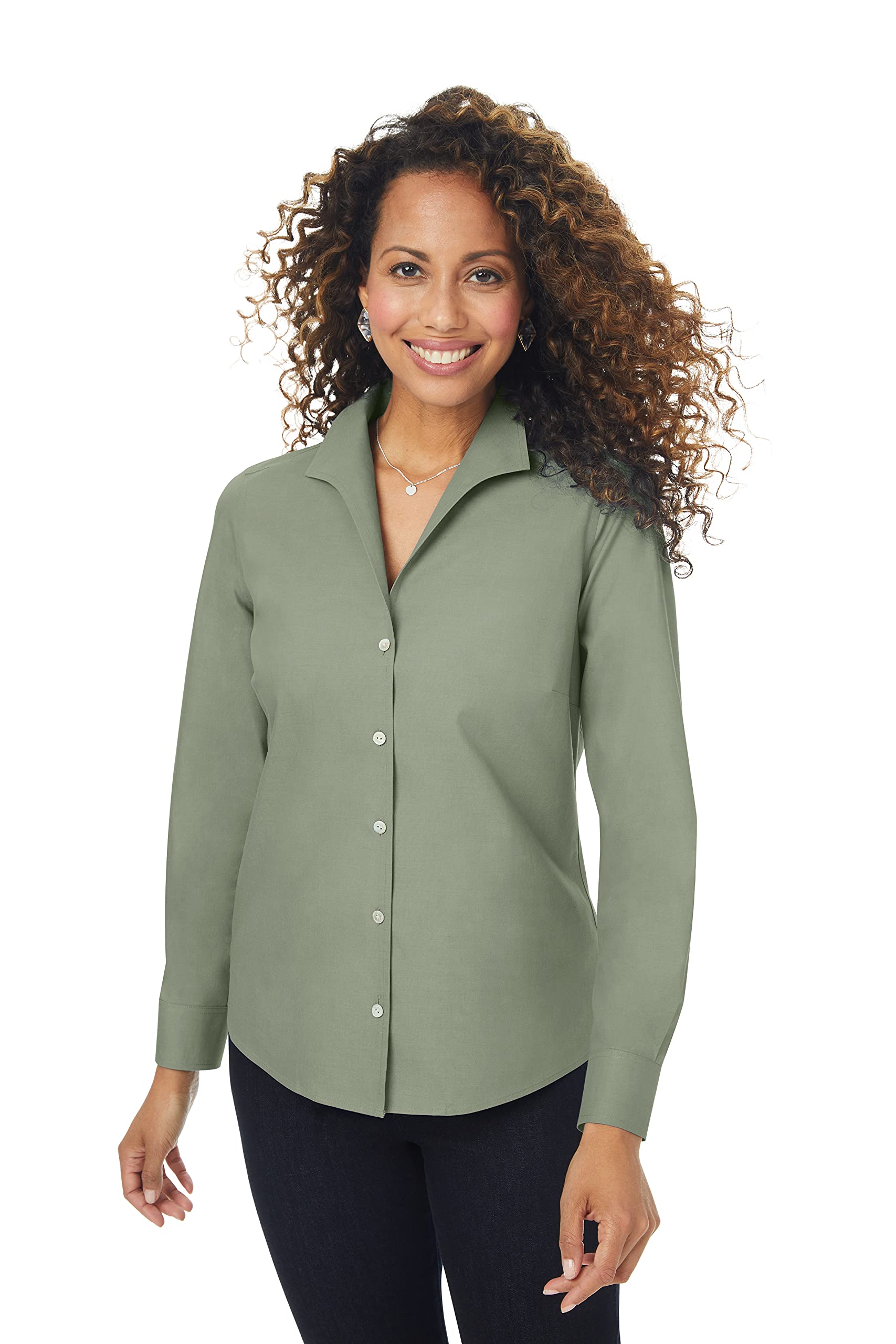 Foxcroft Women's Gracie Non-Iron Long Sleeve Shirt - Wrinkle-Free Comfort for Office, Travel & Everyday Wear