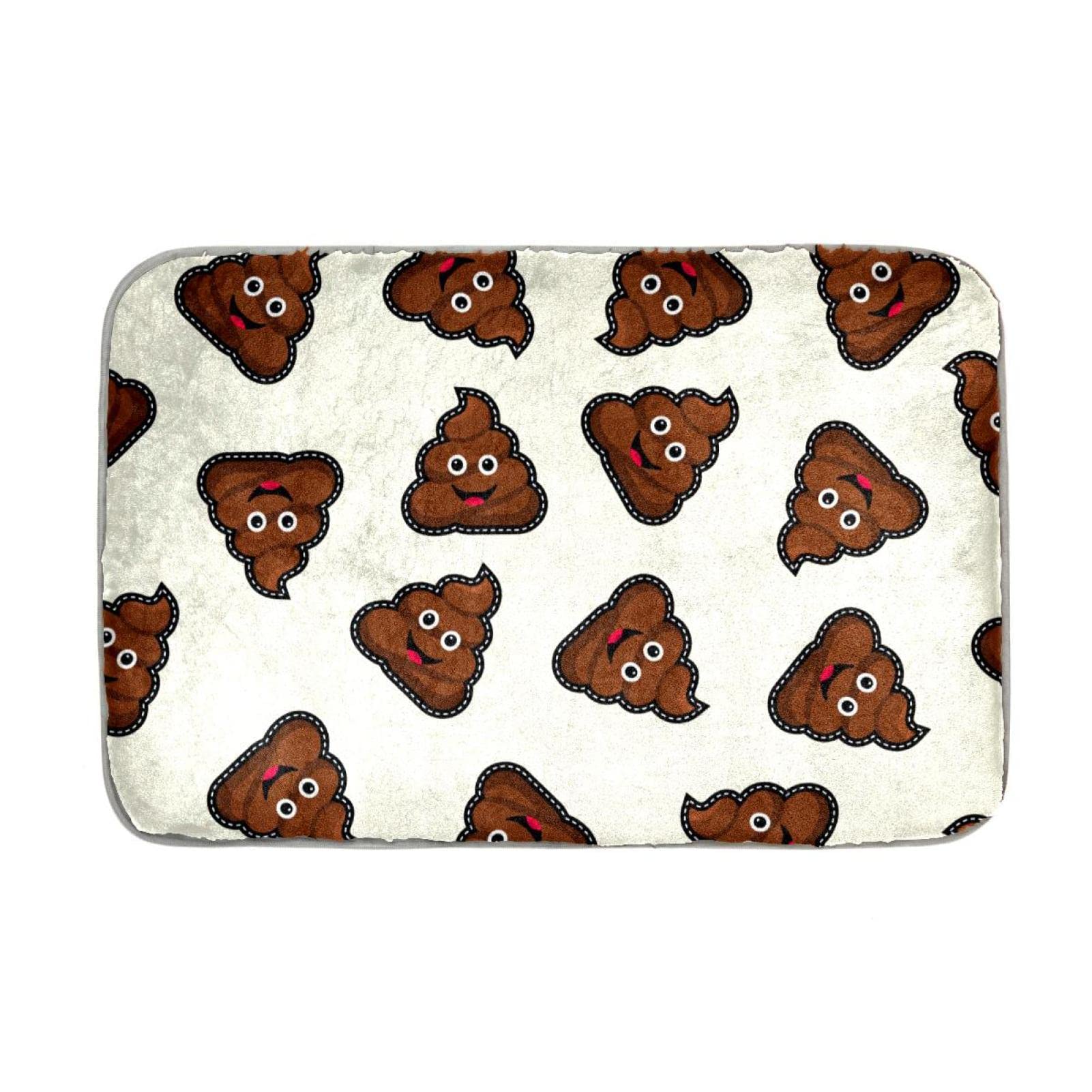 Lyetny Funny Cartoon Emoticon Poop Pattern Bath Mat - 23.6 x 15.7 Inch Plush Microfiber Non-Slip Bathroom Rug, Super Absorbent & Soft for Kids & Adults - Perfect for Bathroom, Shower, Vanity & Indoor Floor Decor