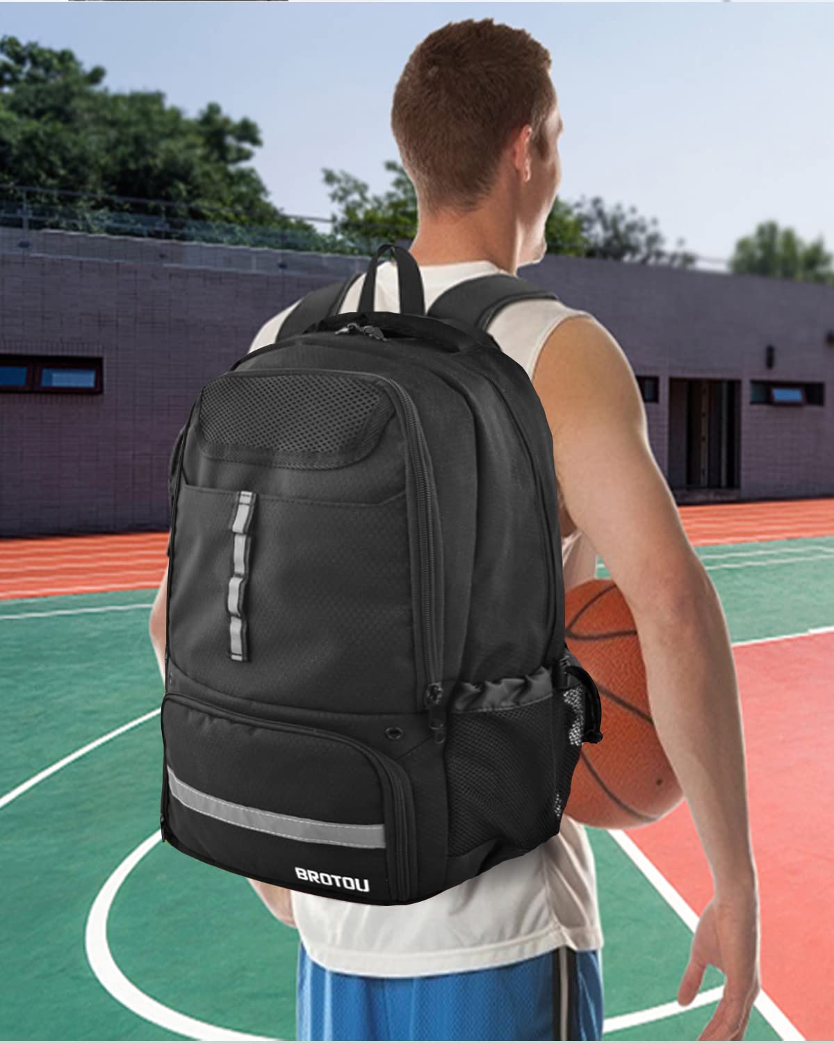 BROTOU Large Basketball Backpack with Shoe Compartment & Ball Pocket - Sports Gym Bag for Men Women - Perfect for Basketball, Volleyball, Soccer Practice & Travel