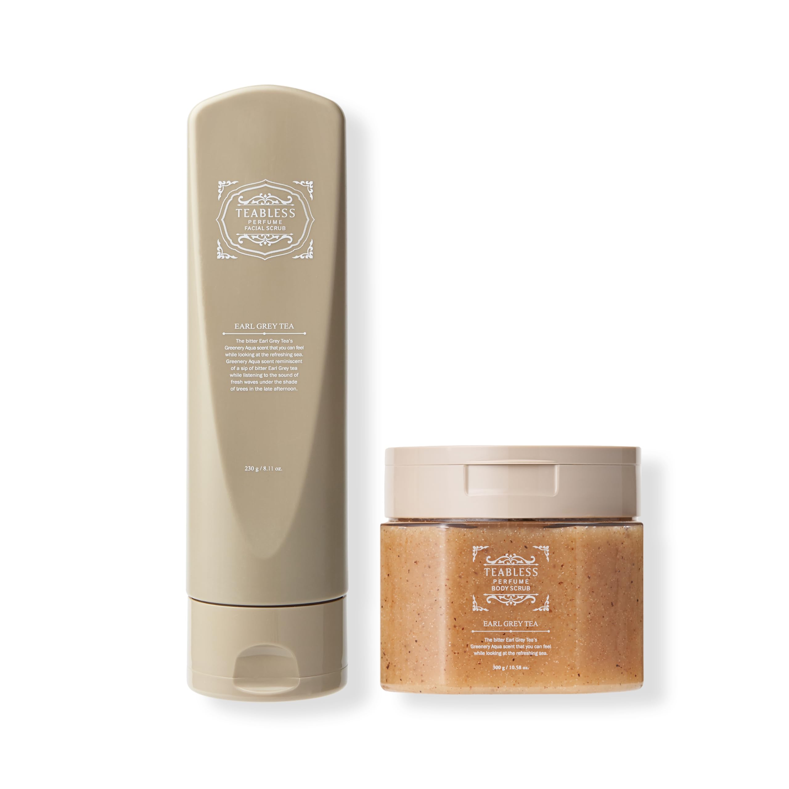 Earl Grey Tea Scented Body & Facial Scrub Duo Set - Gentle Exfoliator for Sensitive Skin | Hypoallergenic, Hydrating Korean Skincare | Vegan, Cruelty-Free | Perfect for Spa Day & Self-Care Routine