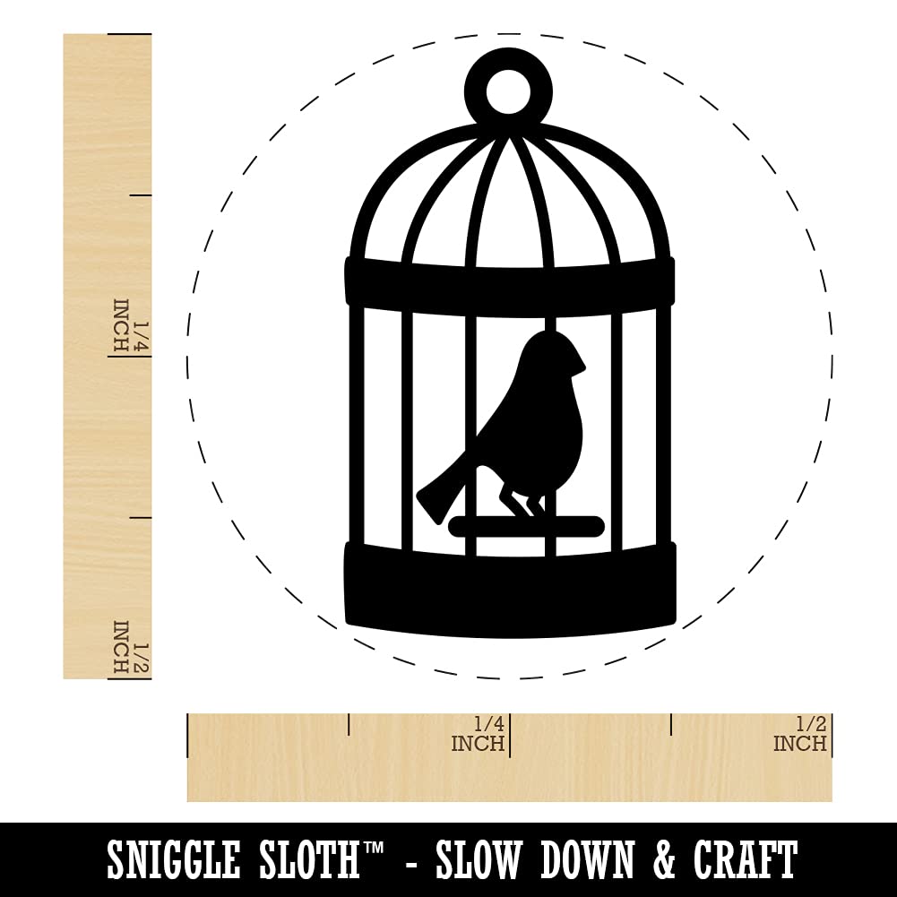 Mini 1/2 Inch Fuchsia Self-Inking Bird Stamp - Perfect for Scrapbooking, Planner Decorating, Card Making & DIY Crafts - Bird Cage Design Rubber Stamp with Ink Pad
