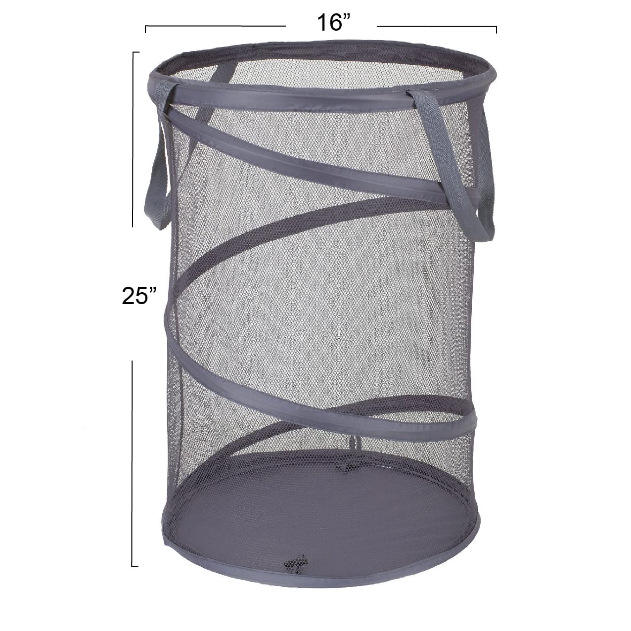 2027-1 Pop-Up Collapsible Mesh Laundry Hamper with Handle | Foldable Clothes Basket for Home, Dorm & Travel | Charcoal Grey Storage Organizer for Bedroom, Bathroom & Laundry Room