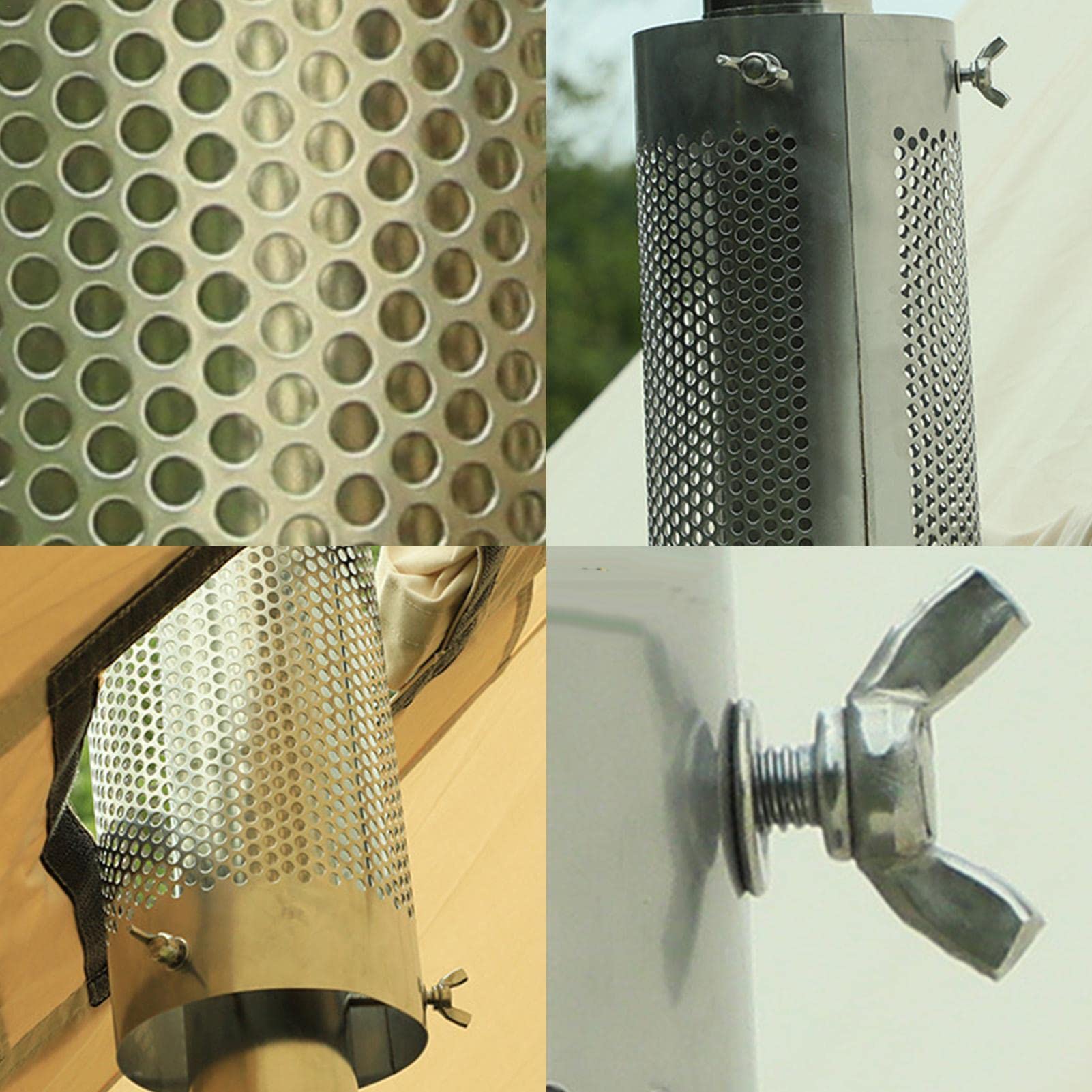 Jomewory 304 Stainless Steel Camping Stove Pipe with Mesh Design - Chimney Pipe, Smoke Pipe, Burn Protection Mesh Cover for Ventilation & Exhaust - Perfect for Outdoor Camping, Hiking & RV Adventures