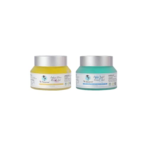 Havana Amber Glow & Aqua Light Facial Gel Duo - 50ml Each for Men & Women - Hydrating & Brightening Skincare Set for Day & Night Use