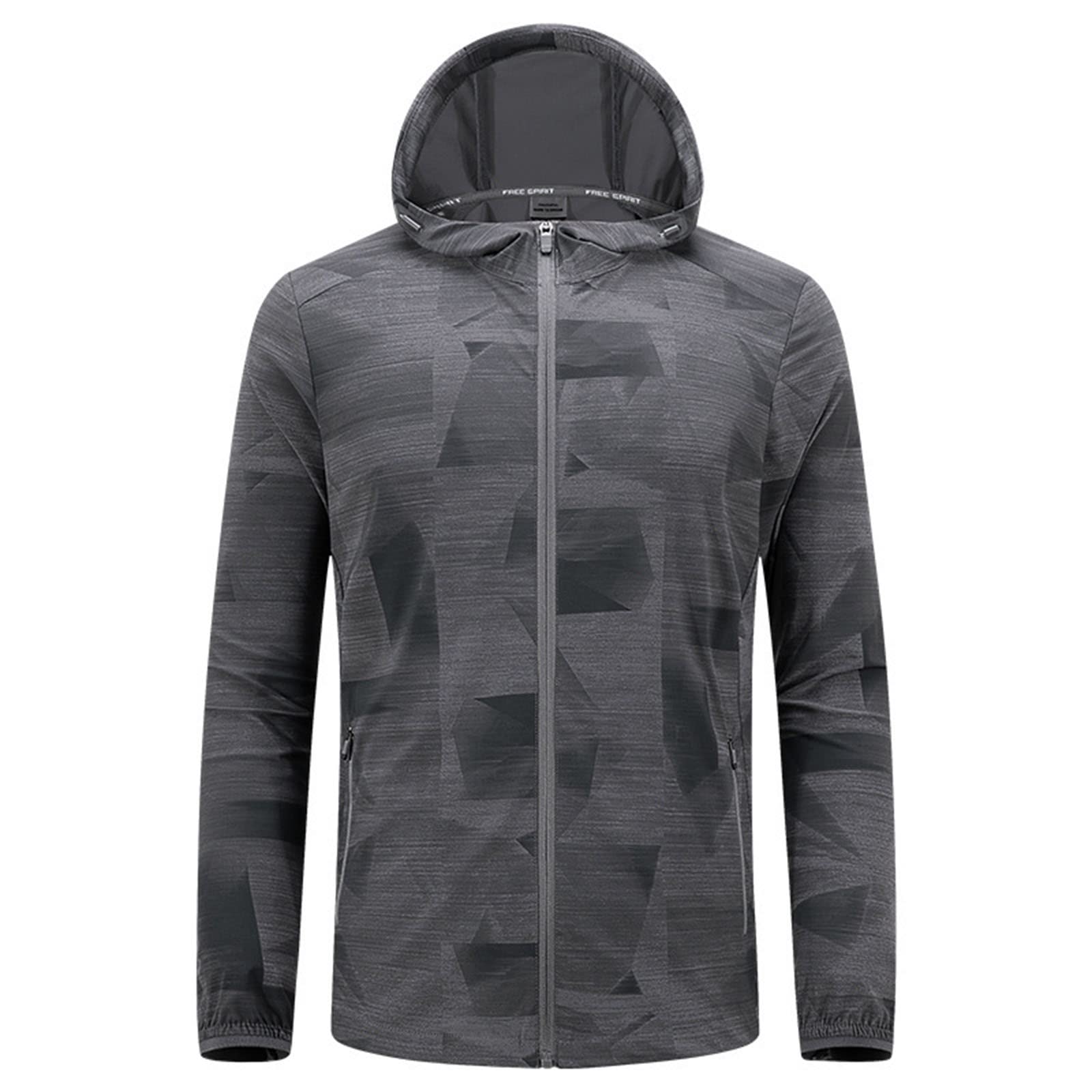 Men's Camouflage Sun Protection Hoodie - Lightweight Breathable UPF 50+ Outdoor Shirt for Hiking, Fishing & Camping - Gray