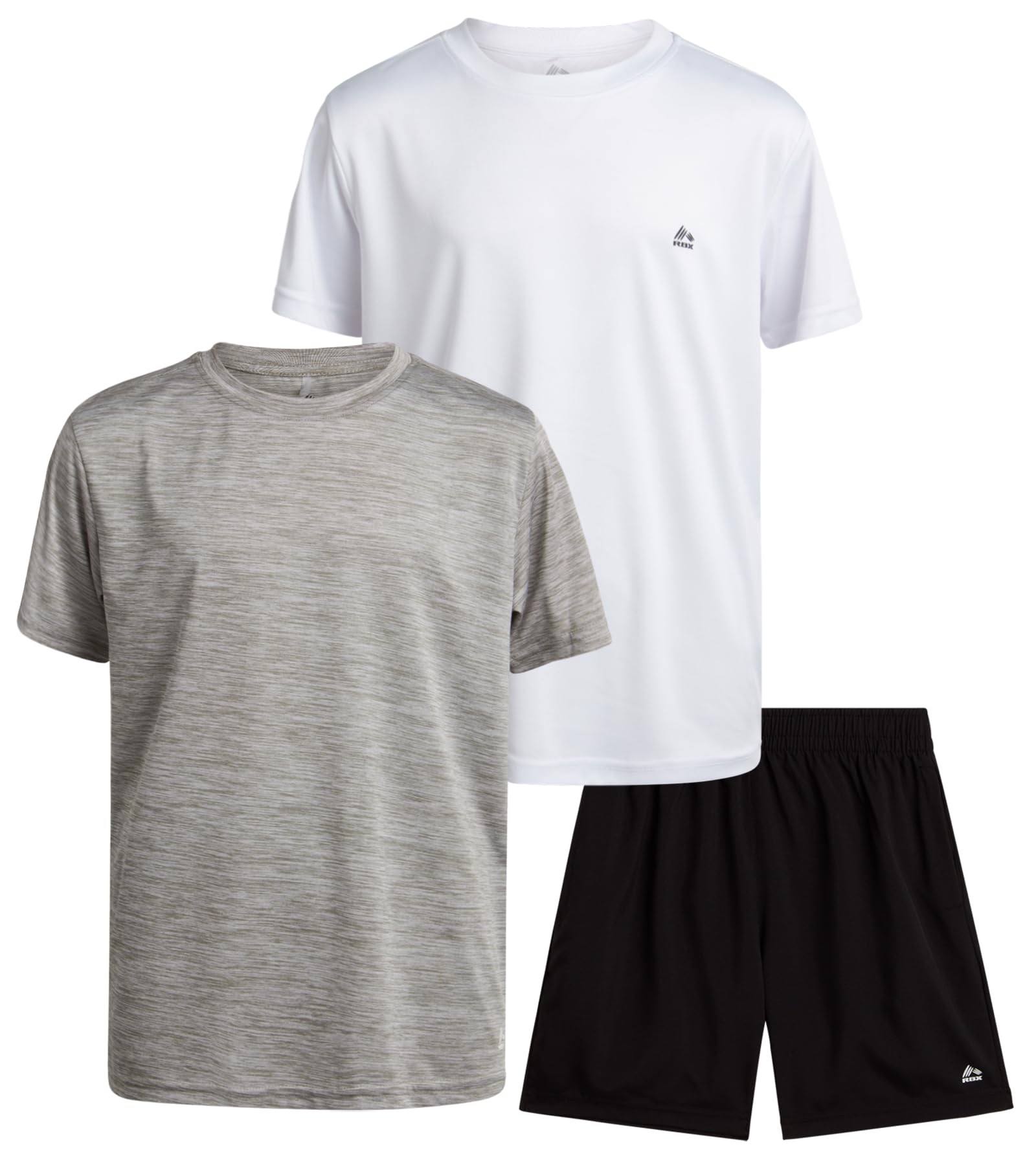 RBX Boys' Active Shorts Set - 3 Piece Performance T-Shirt & Athletic Shorts for Kids Age 4-12 | Breathable Gym Clothes for Running, Sports & Outdoor Play | Boys' Activewear Outfit for School PE & Summer Camp