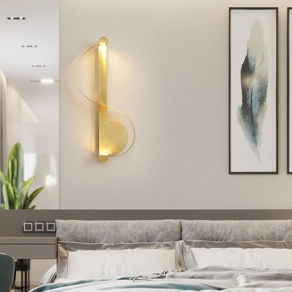 Modern S-Shaped Copper Wall Lamp - Wrought Iron Art Deco Wall Sconce for Living Room, Bedroom, Restaurant & Hotel | 6000K Daylight LED Lighting | Perfect for Ambient, Accent & Task Lighting in Home & Commercial Spaces