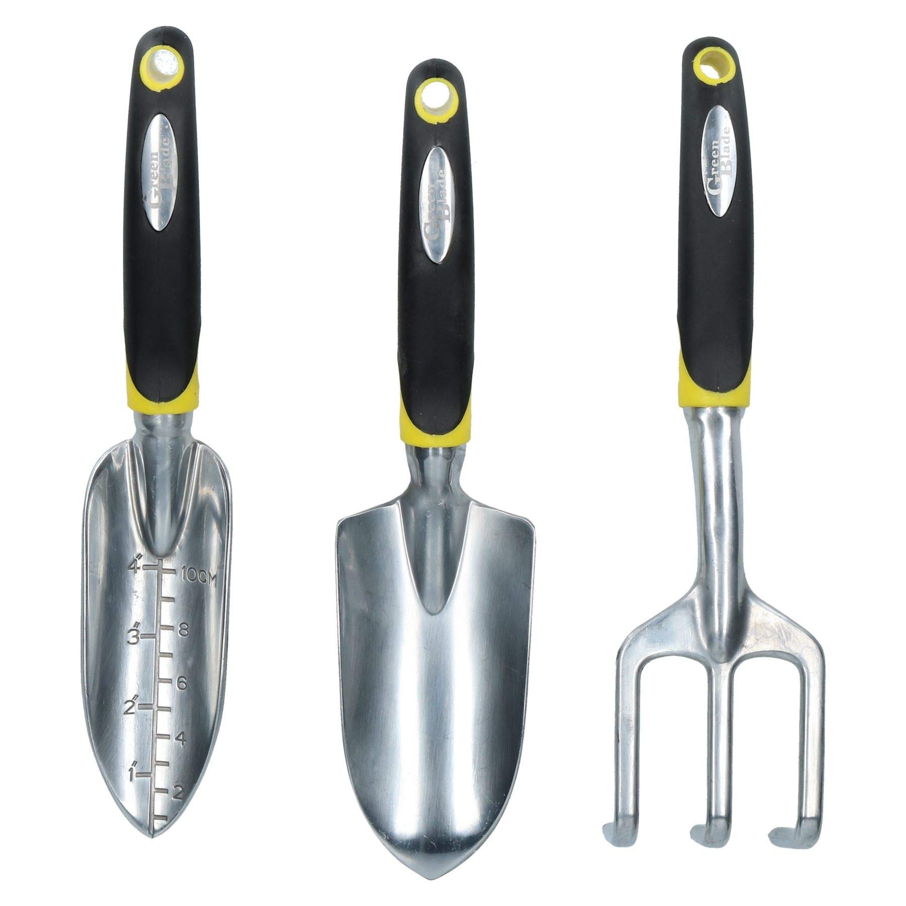 AB Tools 3-Piece Garden Tool Set - Aluminum Shovel, Rake & Planter with TPR Grips for Digging, Planting & Weeding | Perfect for Home Gardening, Landscaping & Outdoor Yard Work