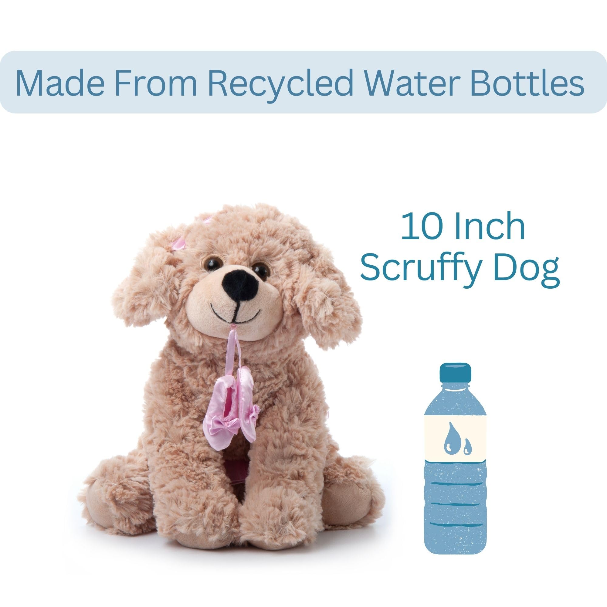 Cute Caramel Brown Scruffy Dog Plush Toy - 10 Inch Stuffed Animal for Kids, Perfect Gift for Pet Lovers & Themed Parties (Petting Zoo, Ballerina Theme, Nursery Decor)