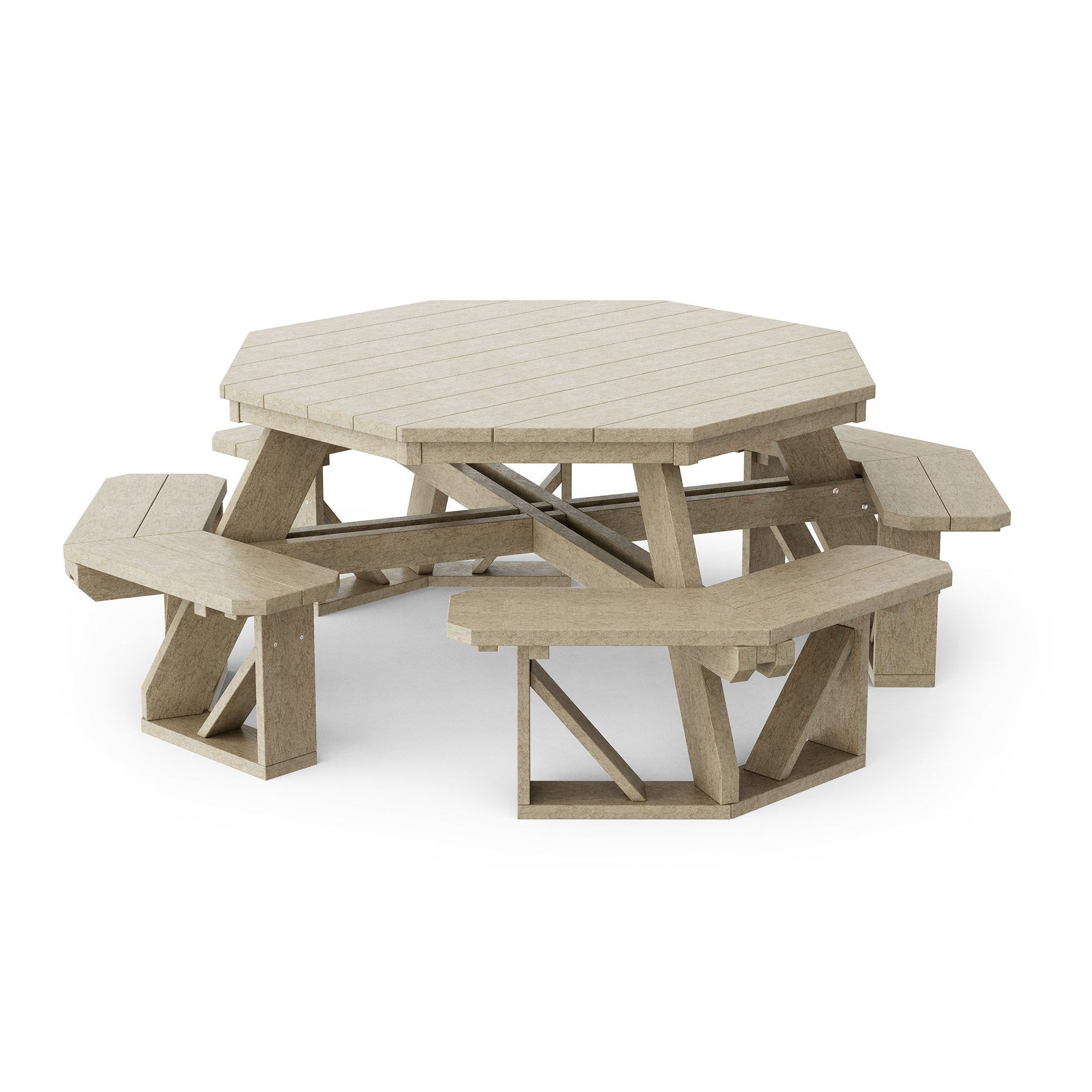 Heritage Octagon Picnic Table - 8-Person Outdoor Dining Set for Backyard, Patio, Garden, Park & Camping - Durable All-Weather Wooden Picnic Bench