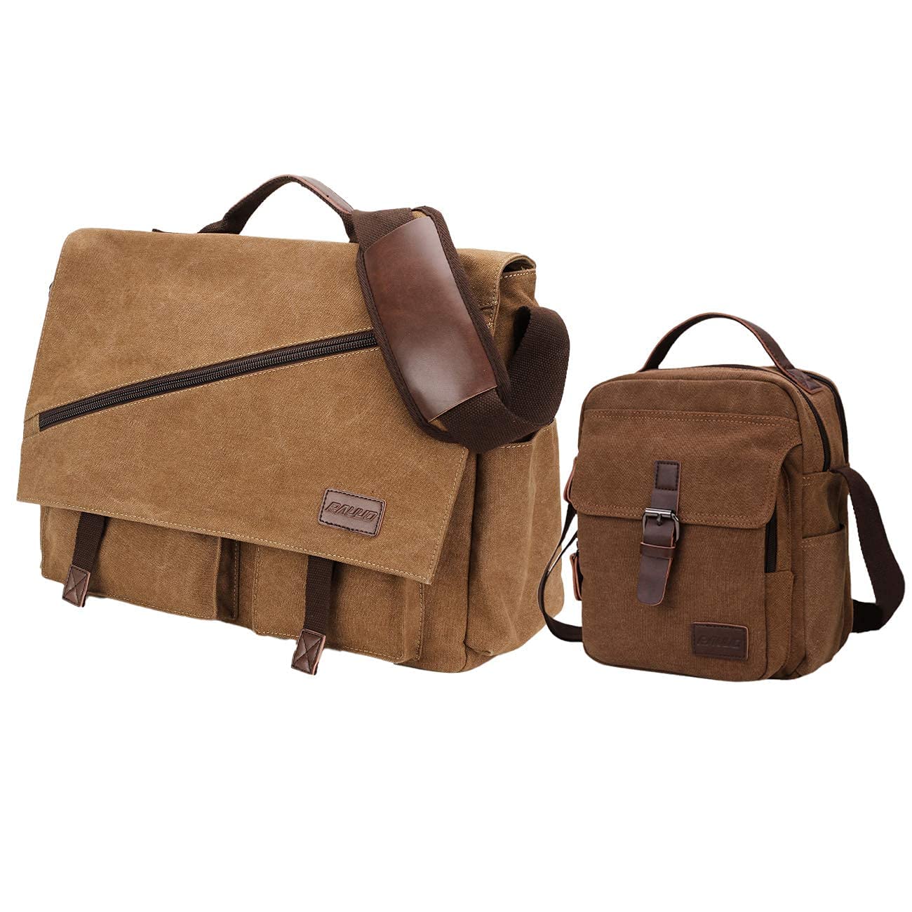 RAVUO Durable Water-Resistant Canvas Messenger Bag for Men - Crossbody Shoulder Bag for Work, Business & Travel - Perfect for Commuting, Office & Daily Use