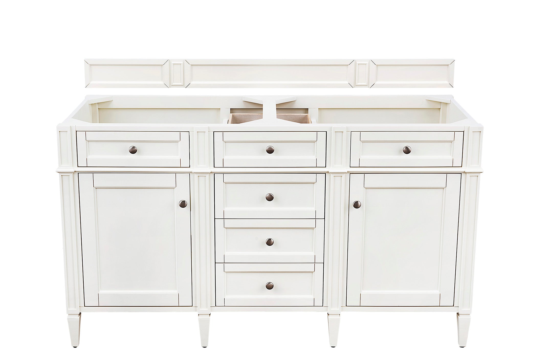 Brittany 60-Inch Bright White Double Vanity Bathroom Sink - Perfect for Master Bathrooms and Modern Home Renovations