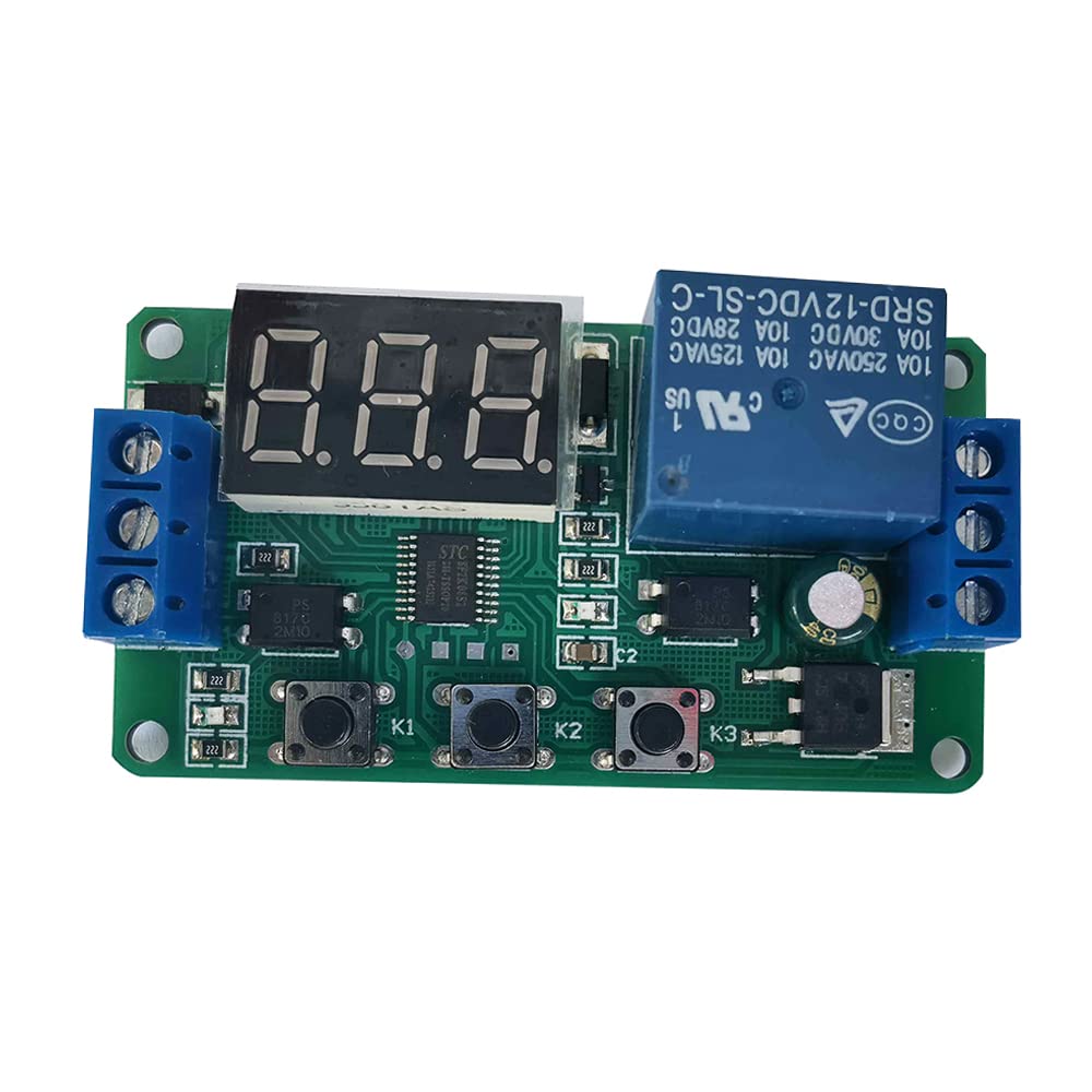 Mulcort 12V LED Display Digital Delay Timer Relay Module - Programmable Control Switch for Home Automation, Industrial Equipment, and DIY Electronics Projects