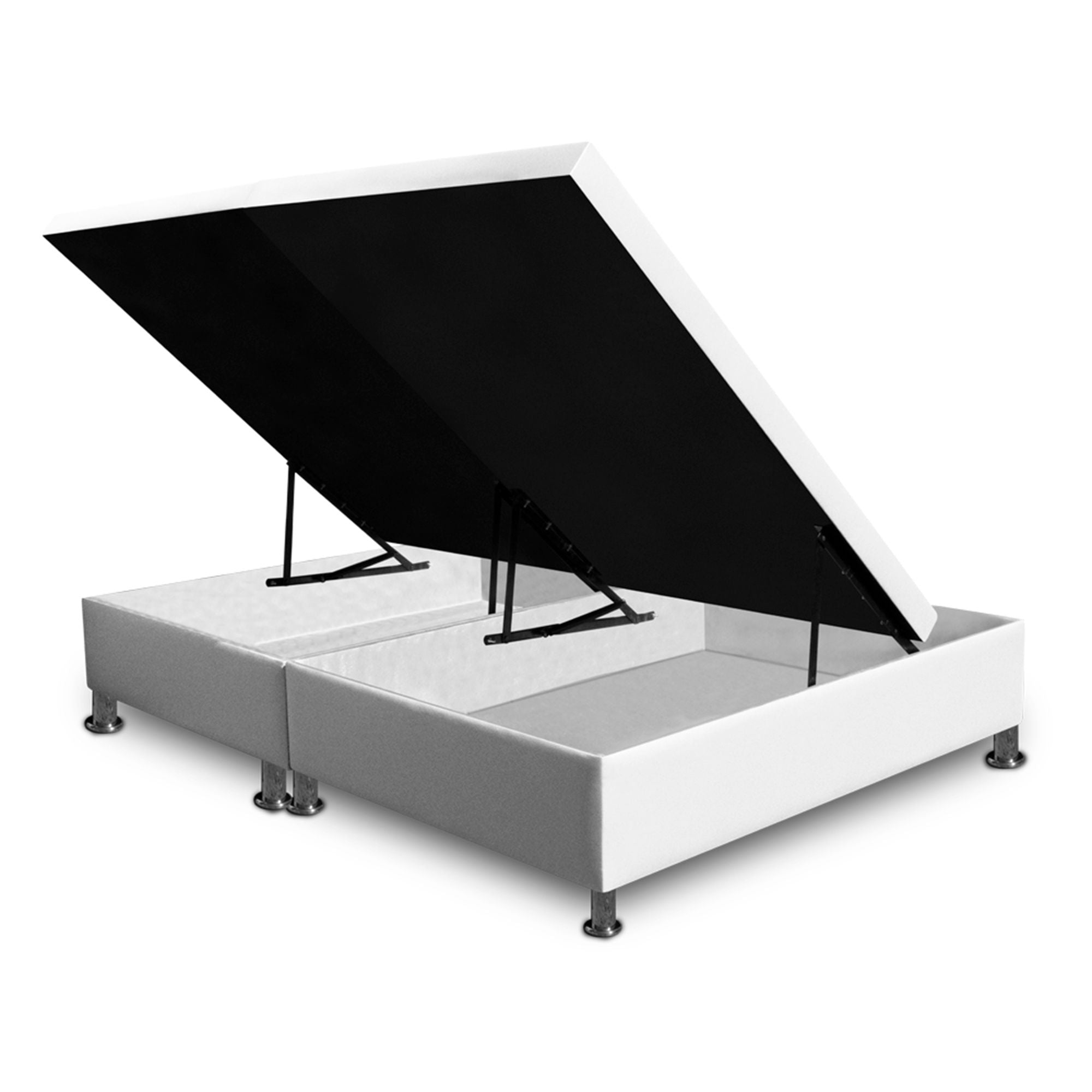 White Storage Ottoman Bed 140x43cm for Double Mattress 140x190cm with Split Design - Perfect for Small Bedrooms, Guest Rooms & Studio Apartments