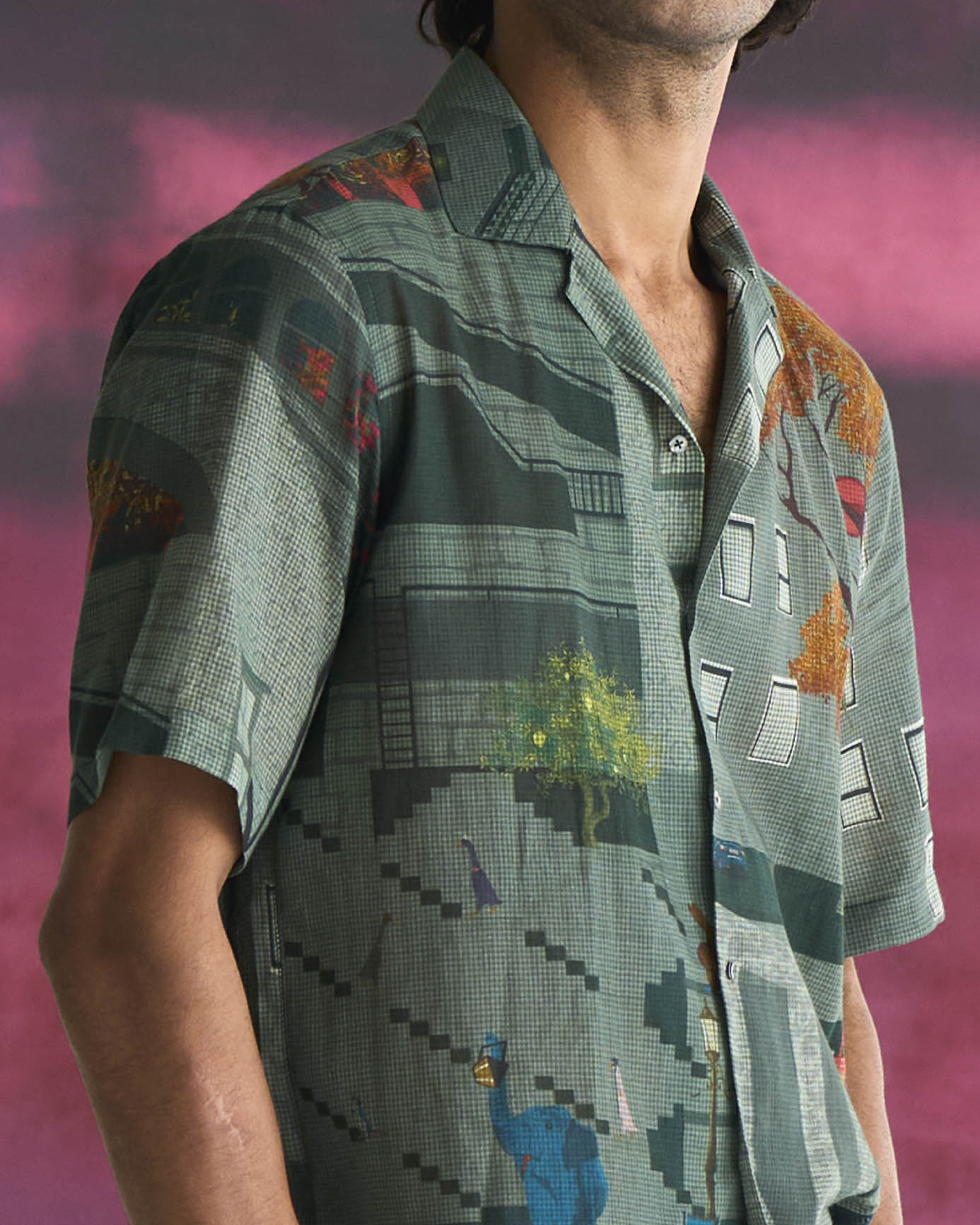 Men's Cotton Bush Shirt in Sage Green - Lightweight Outdoor Adventure & Casual Wear for Hiking, Camping, and Everyday Style