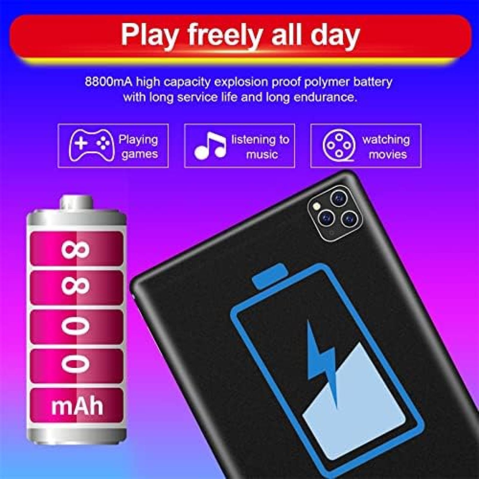 10 Inch Android Tablet with 3G/4G LTE, Dual SIM, Quad-Core Processor, HD Touchscreen, WiFi, Bluetooth, GPS - White | Portable Entertainment & Work Device for Travel, School, and Home Use