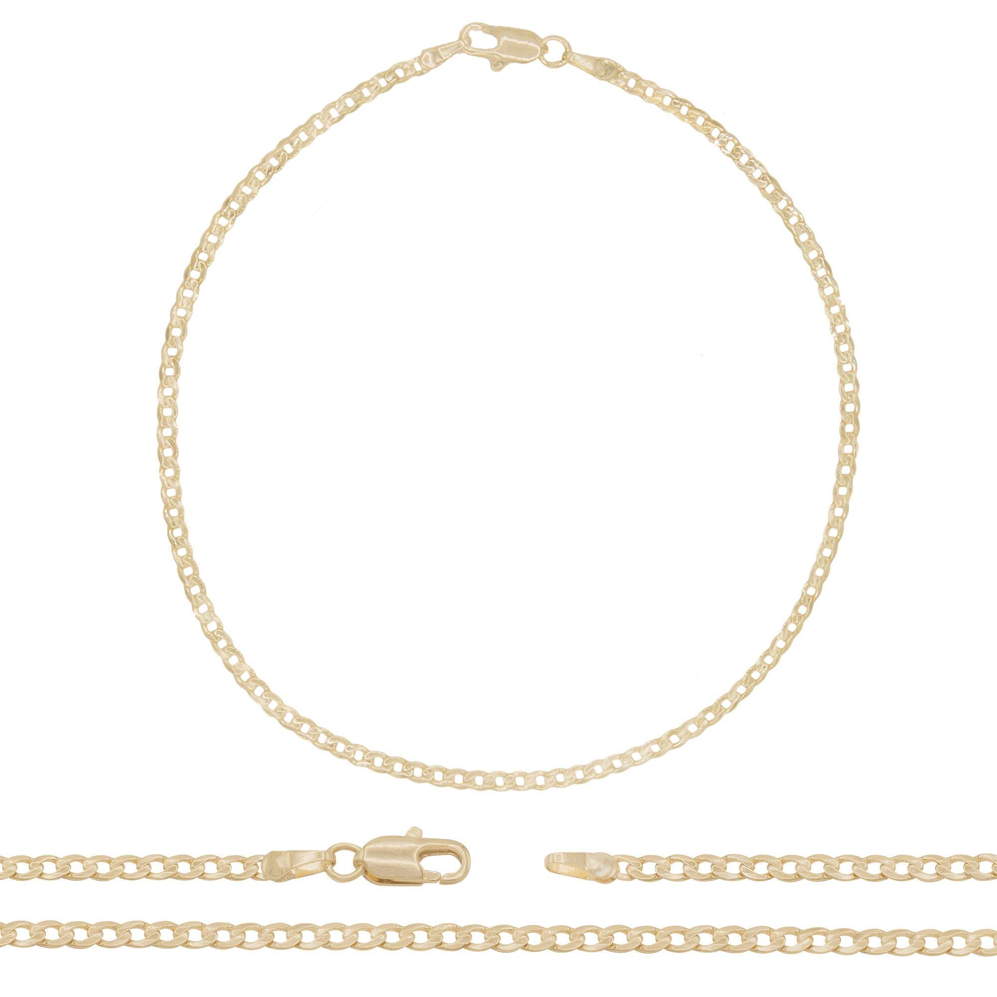 14K Gold Filled Cuban Link Anklet Bracelet for Women - 10