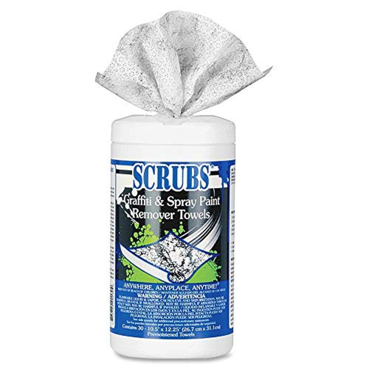 SCRUBS 90130CT Graffiti & Spray Paint Remover Towels - 6 Pack of 30 | Heavy-Duty Cleaning Wipes for Walls, Concrete & Metal Surfaces | Industrial & Home Use