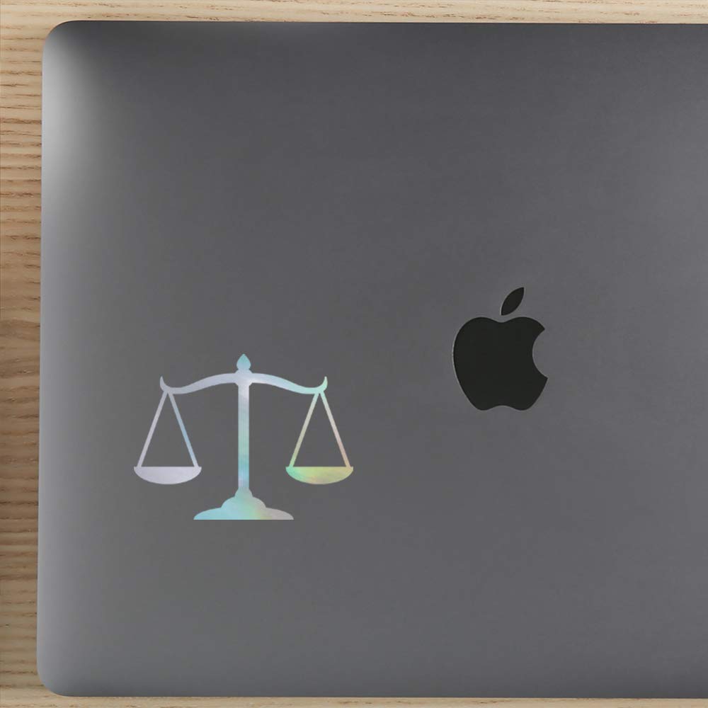 Premium Waterproof Vinyl Decal Stickers - Scales Justice Silhouette Hologram (Set of 2) for Laptop, Phone, Helmet, Car Window, Bumper, Mug, Cup, Door & Wall Decoration - Perfect for DIY Projects, Office & Home Decor