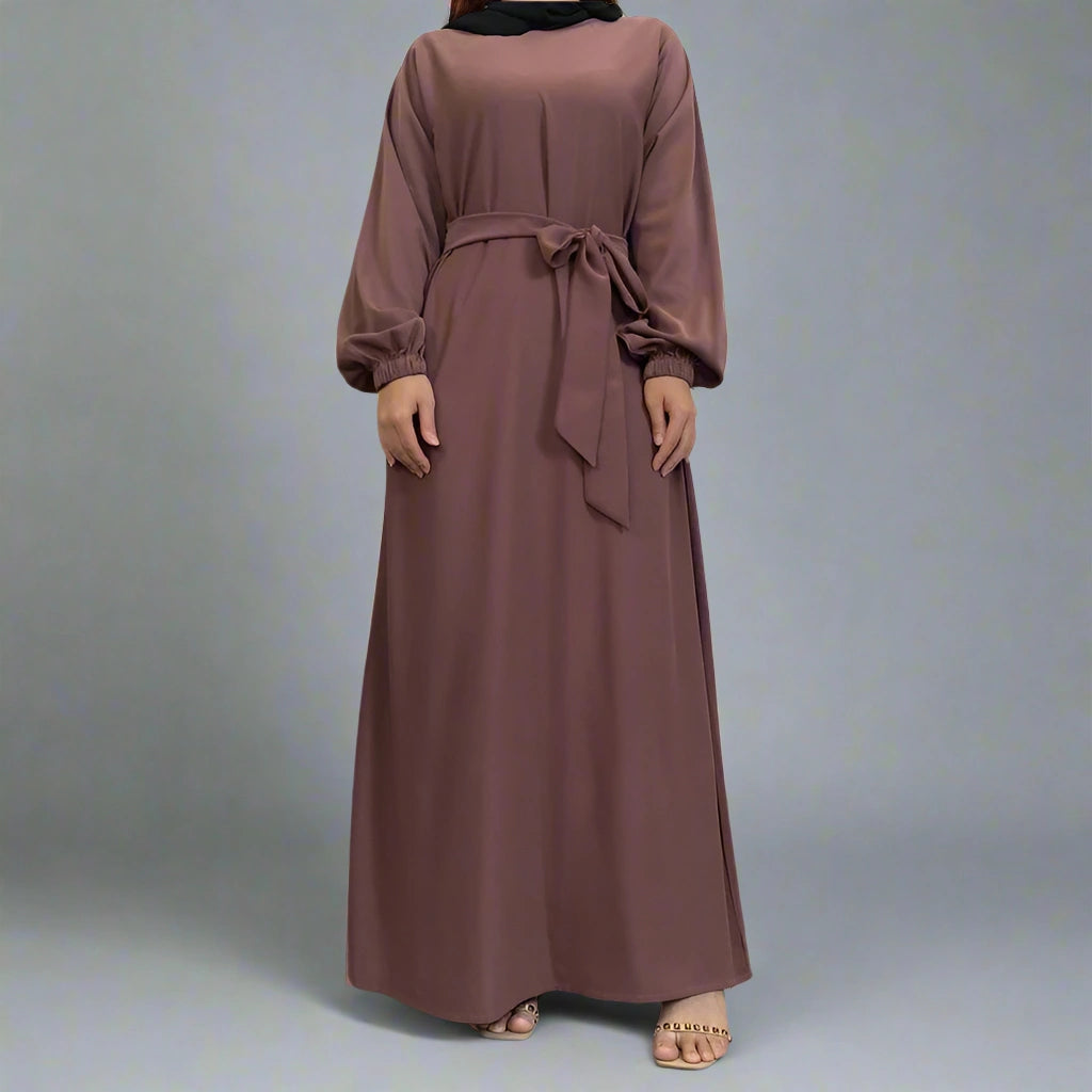 14 Color Options Elasticized Cuff Nida Abaya Dress With Pocket - Modest Muslim Dress for Prayer, Eid & Special Occasions