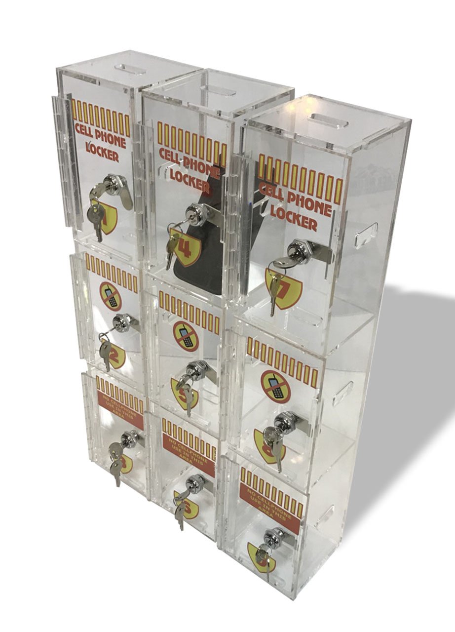 Wall Mounted Acrylic Cell Phone Locker - 3 Pack Organizer for Classroom, Office, or Home Storage | Secure Smartphone Holder with Clear Design