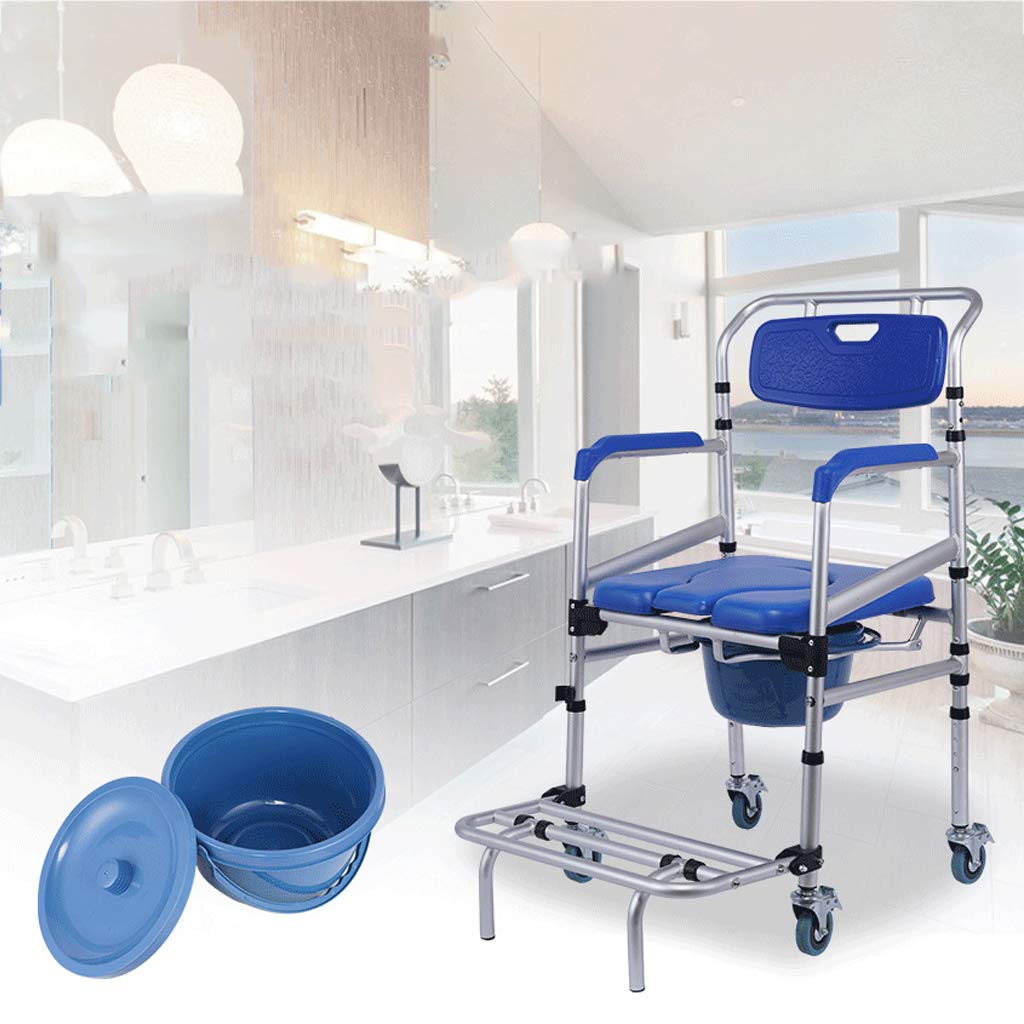3-in-1 Deluxe Wheelchair Commode with Wheels & Footrests - Over Toilet, Bedside & Shower Chair for Elderly & Pregnant Women | Easy Transfer Walking Aid for Bathroom Safety & Mobility Assistance