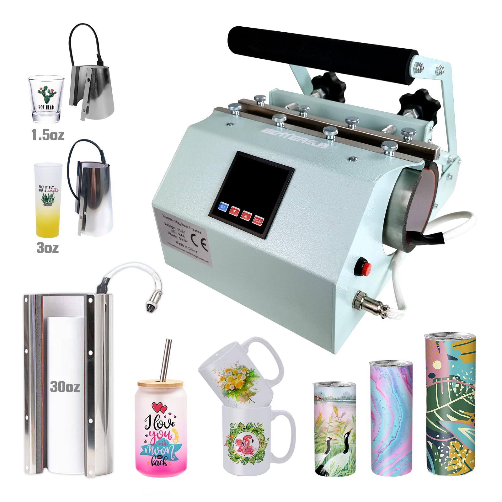 BetterSub 3-in-1 Sublimation Tumbler Heat Press Machine for 11OZ-30OZ Mugs & Shot Glasses | DIY Custom Skinny Tumblers, Coffee Cups & Drinkware | Perfect for Home Crafting, Gifts & Small Business