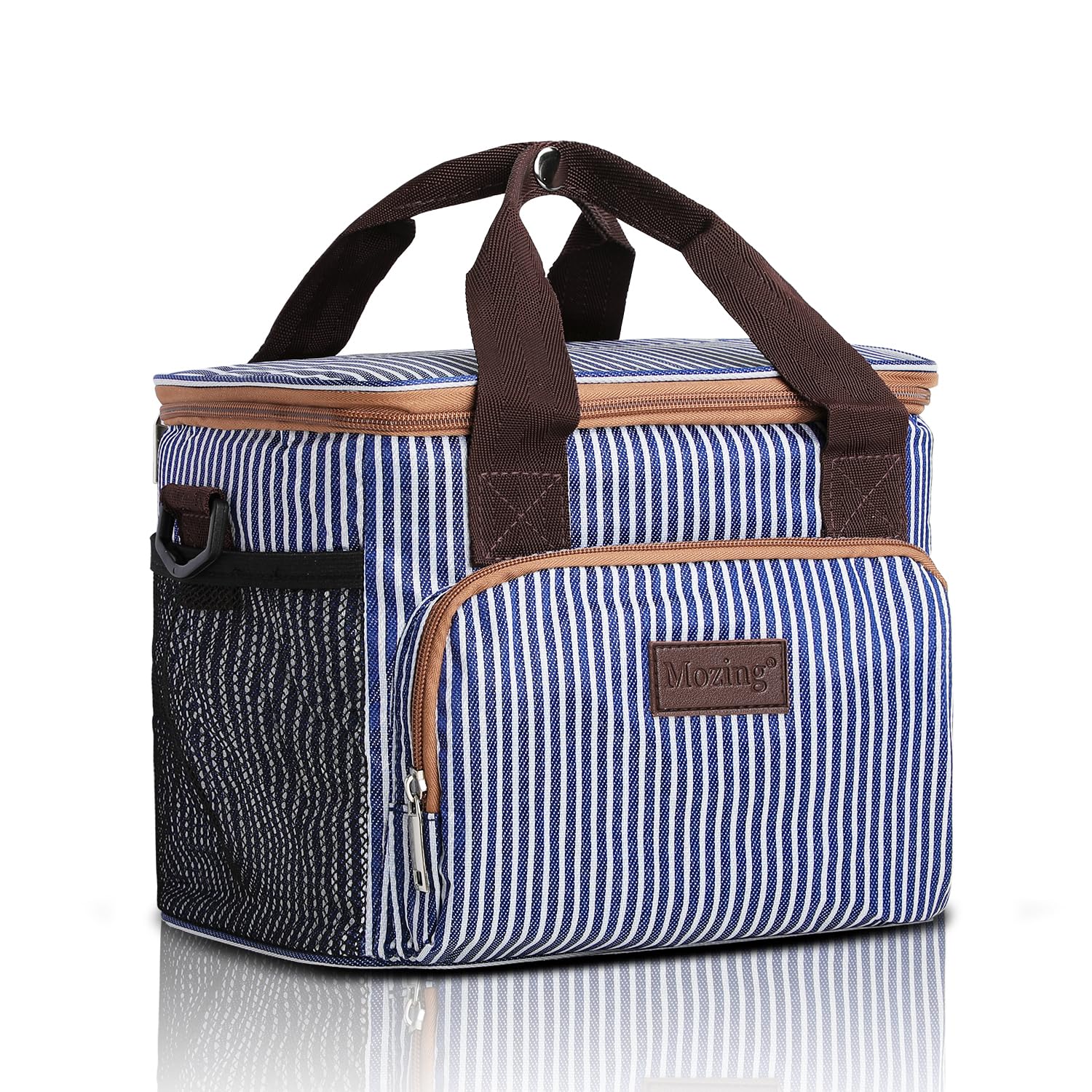 Insulated Lunch Bag for Women & Men - Reusable Lunch Box with Cooler, Leakproof Lunch Tote for Work, School, Picnic & Outdoor Activities (Blue Stripe) | Keep Food Fresh All Day
