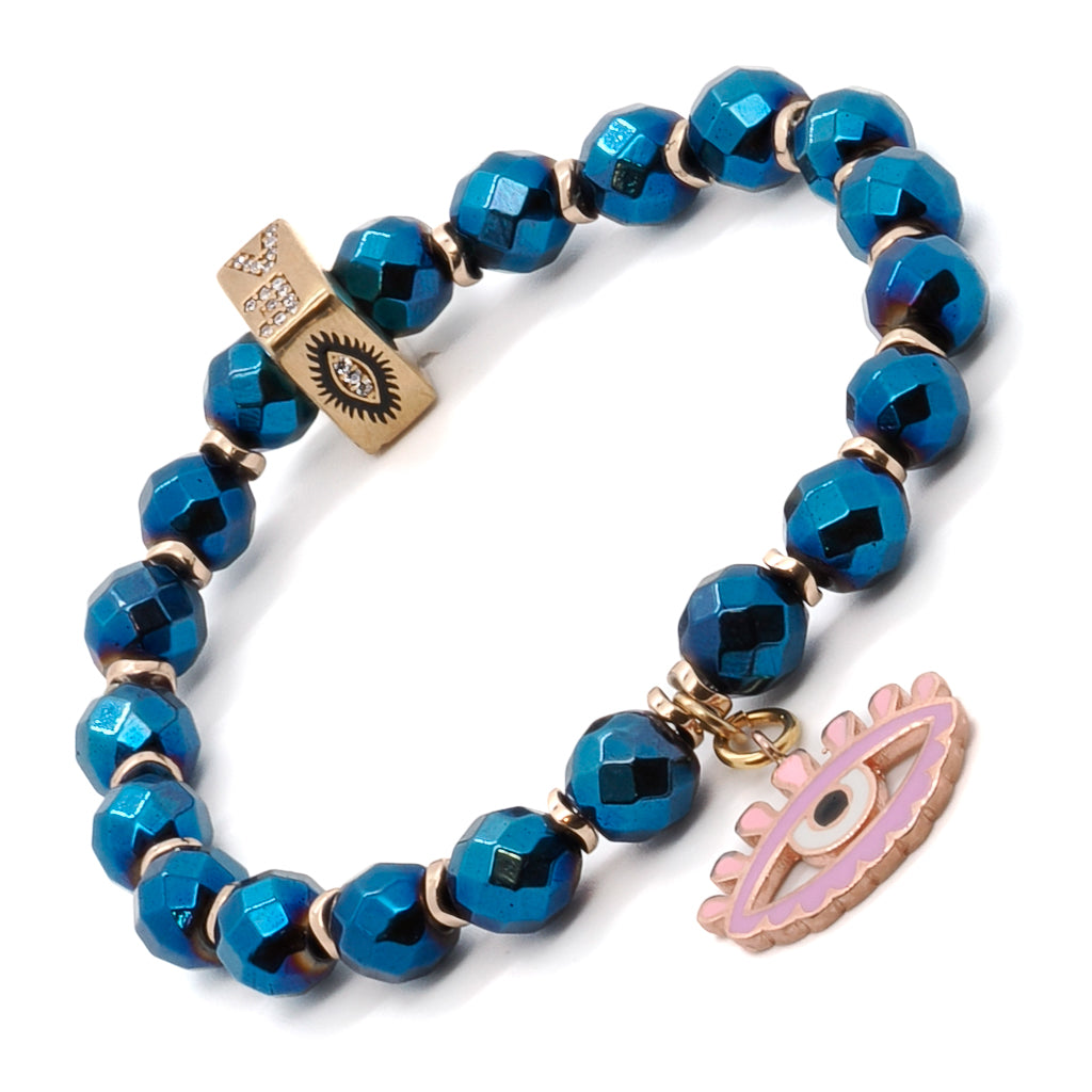 Artemis Blue Hematite Beaded Bracelet for Women - Healing Stone Jewelry for Stress Relief & Positive Energy - Perfect for Yoga, Meditation & Everyday Wear