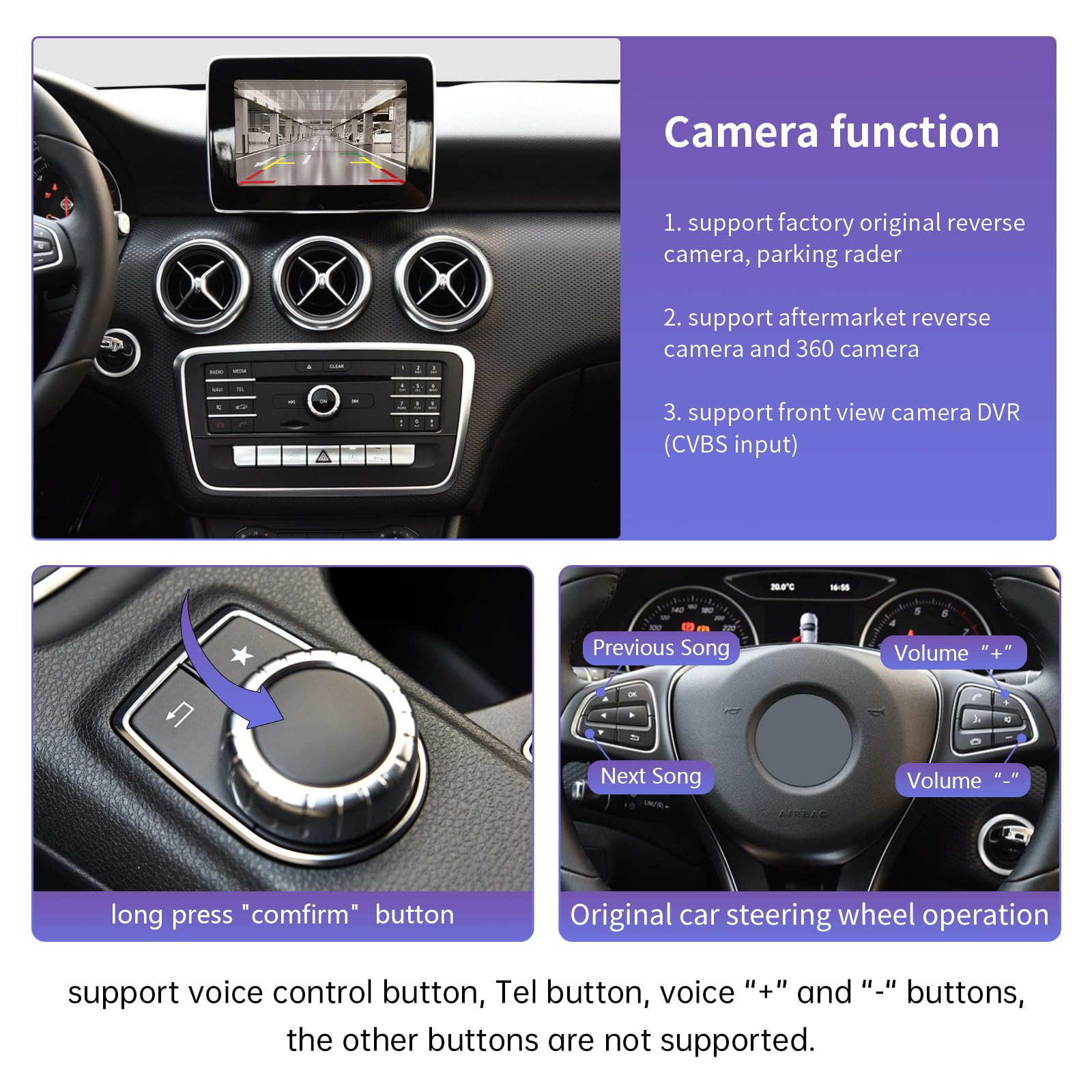 Wireless CarPlay & Android Auto Adapter for Mercedes Benz B/C/E/G/S/V/GLC/CLA/GLA/GLE/GLS Class 2015-2018 with NTG5.0 - CarPlay Retrofit Kit, MirrorLink & Backup Camera Support - Perfect for Hands-Free Navigation & Entertainment While Driving