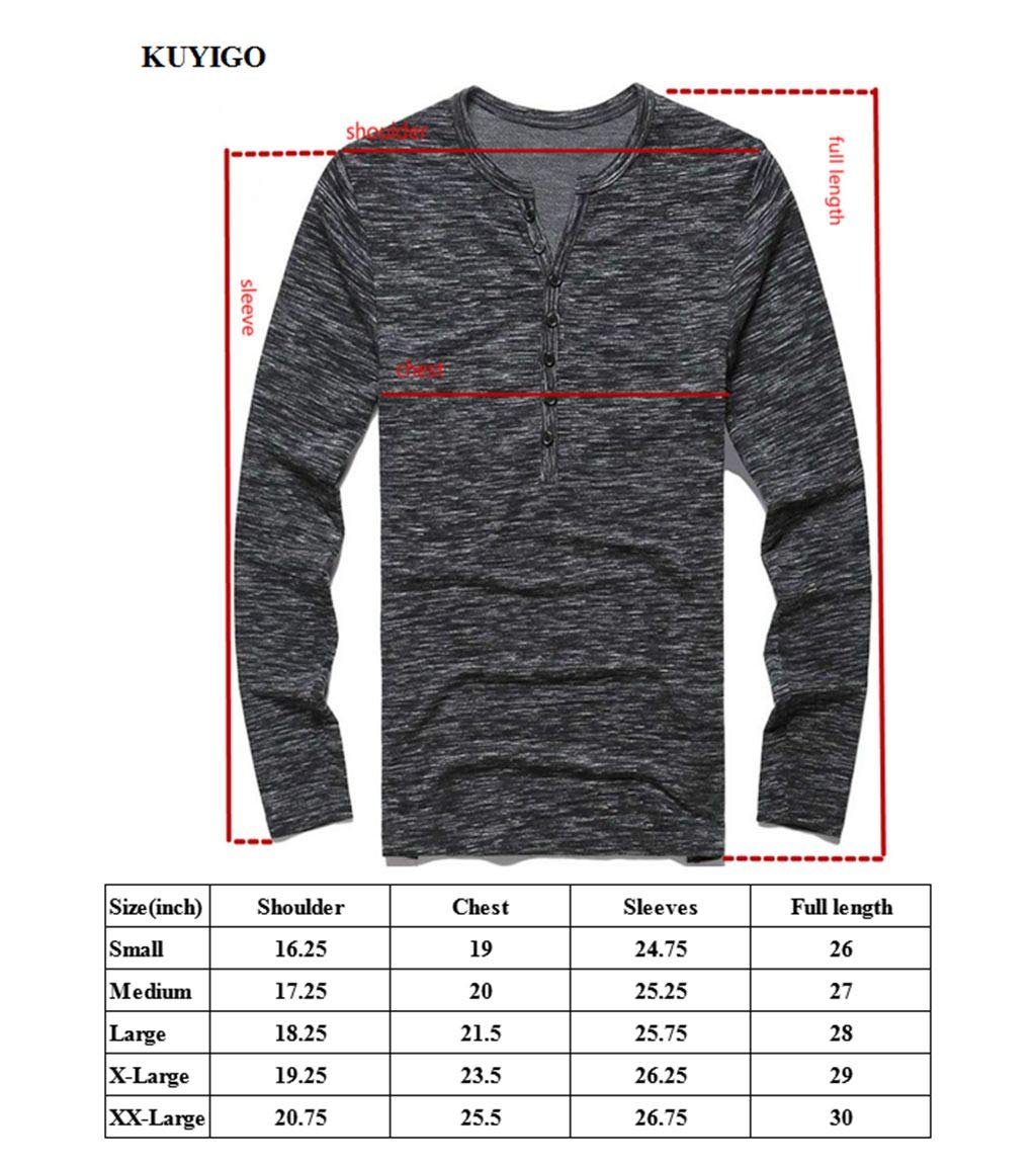 KUYIGO Men's Slim Fit Henley Shirts - Short & Long Sleeve Casual Button-Up Crew Neck T-Shirts (S-XXL) | Perfect for Everyday Wear, Date Nights & Outdoor Activities