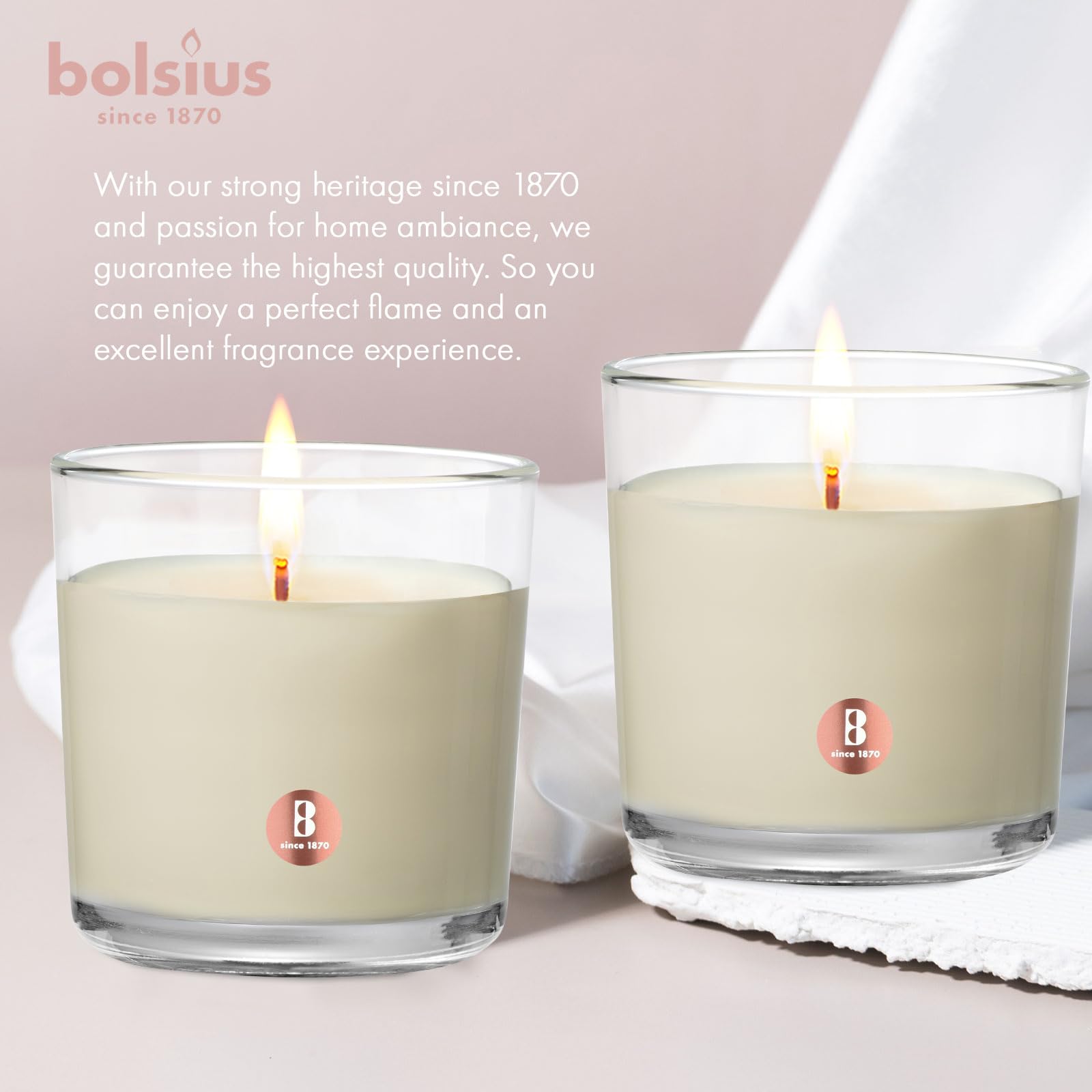 Bolsius Premium Vanilla Scented Candle - 8oz Large Jar, 43+ Hours Long-Lasting Burn Time, Natural Plant-Based Wax, Smokeless Clean Burning - Aromatherapy Home Decor for Living Room, Bedroom & Bathroom Relaxation